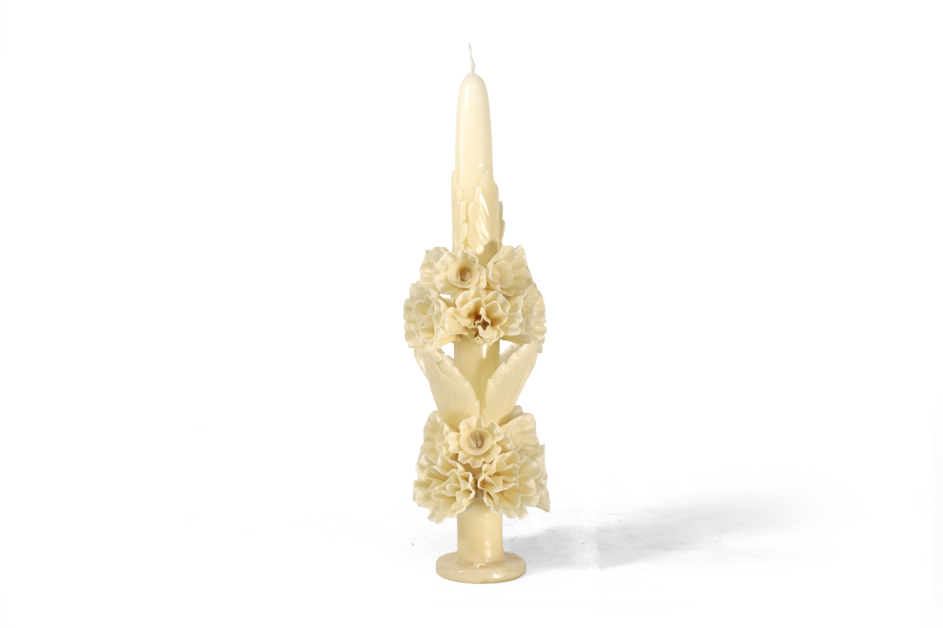Sculpted Candle - Decorative Flowers Yellow - 11 in. Viviana