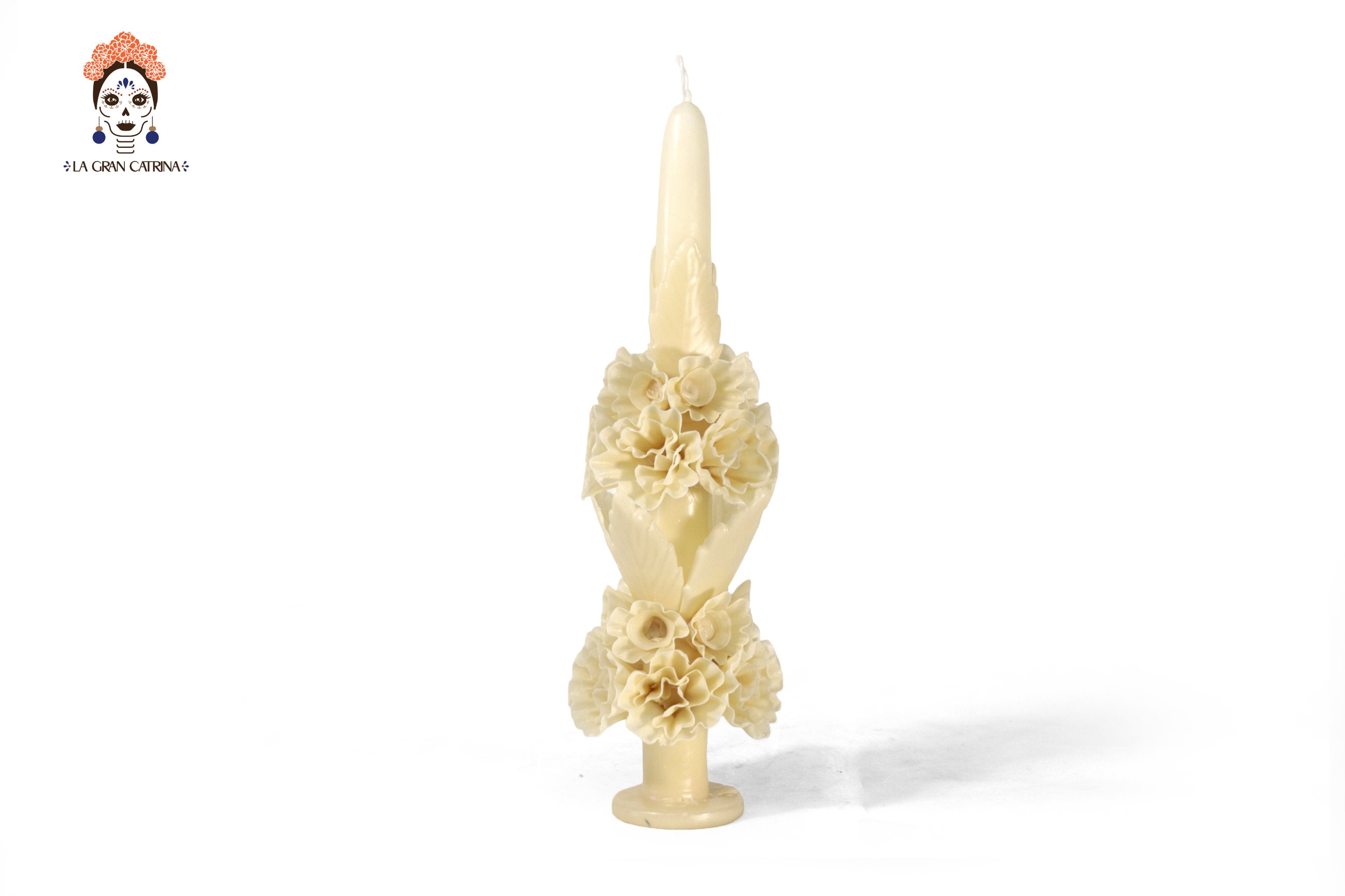 Sculpted Candle - Decorative Flowers Yellow - 11 in. Viviana