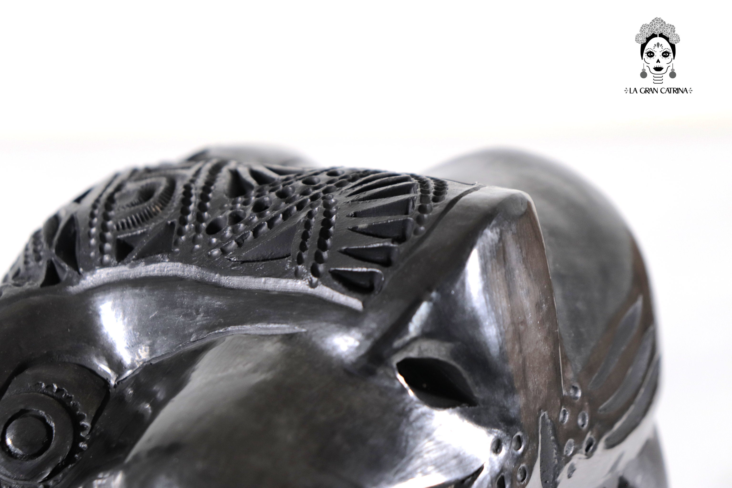 Black Clay Jaguar Head - 8.7 in. Tere Oax