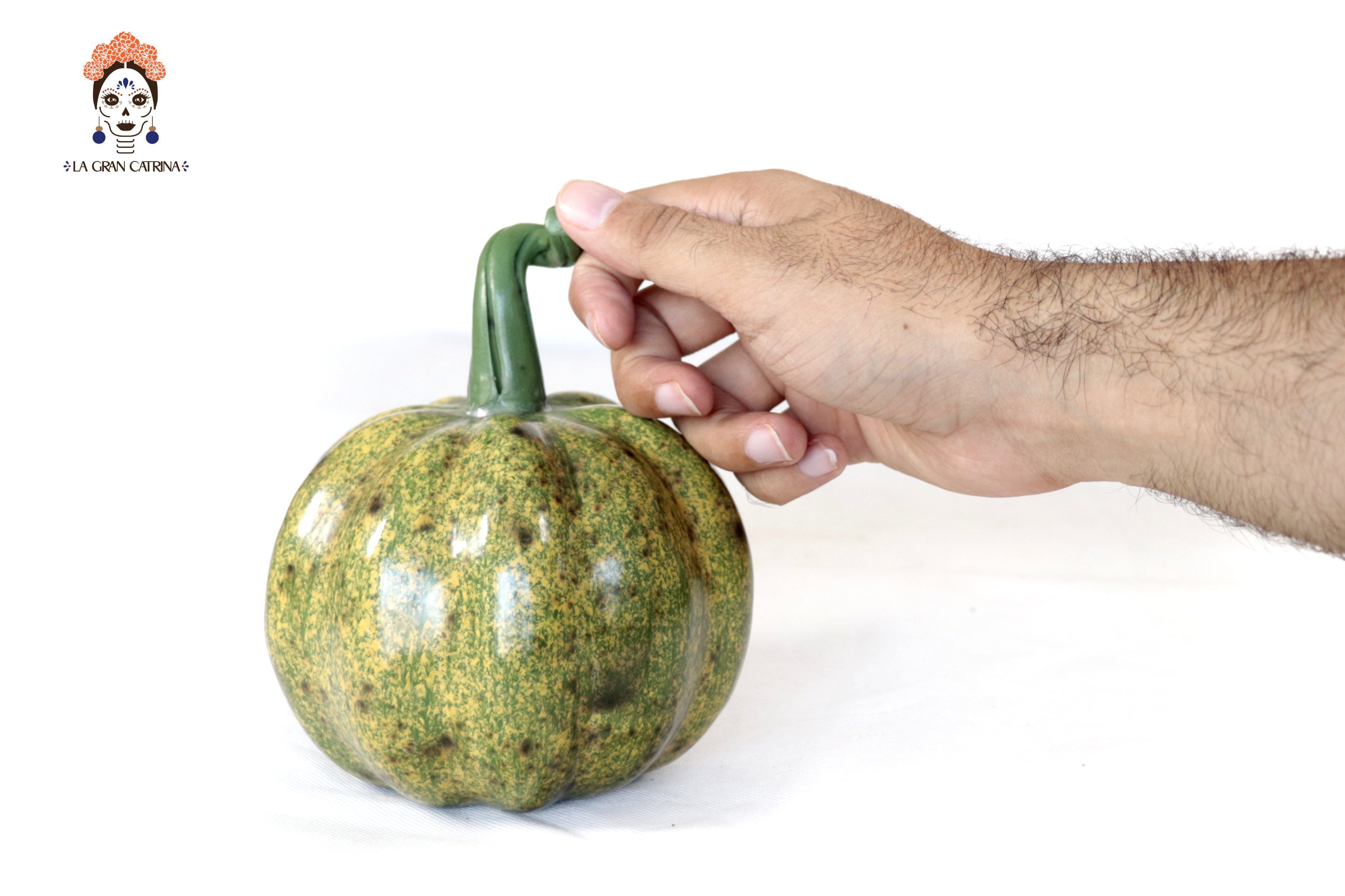 Set 3 Pumpkins Handcrafted Decorative Greens - 8.7 in. Trejo