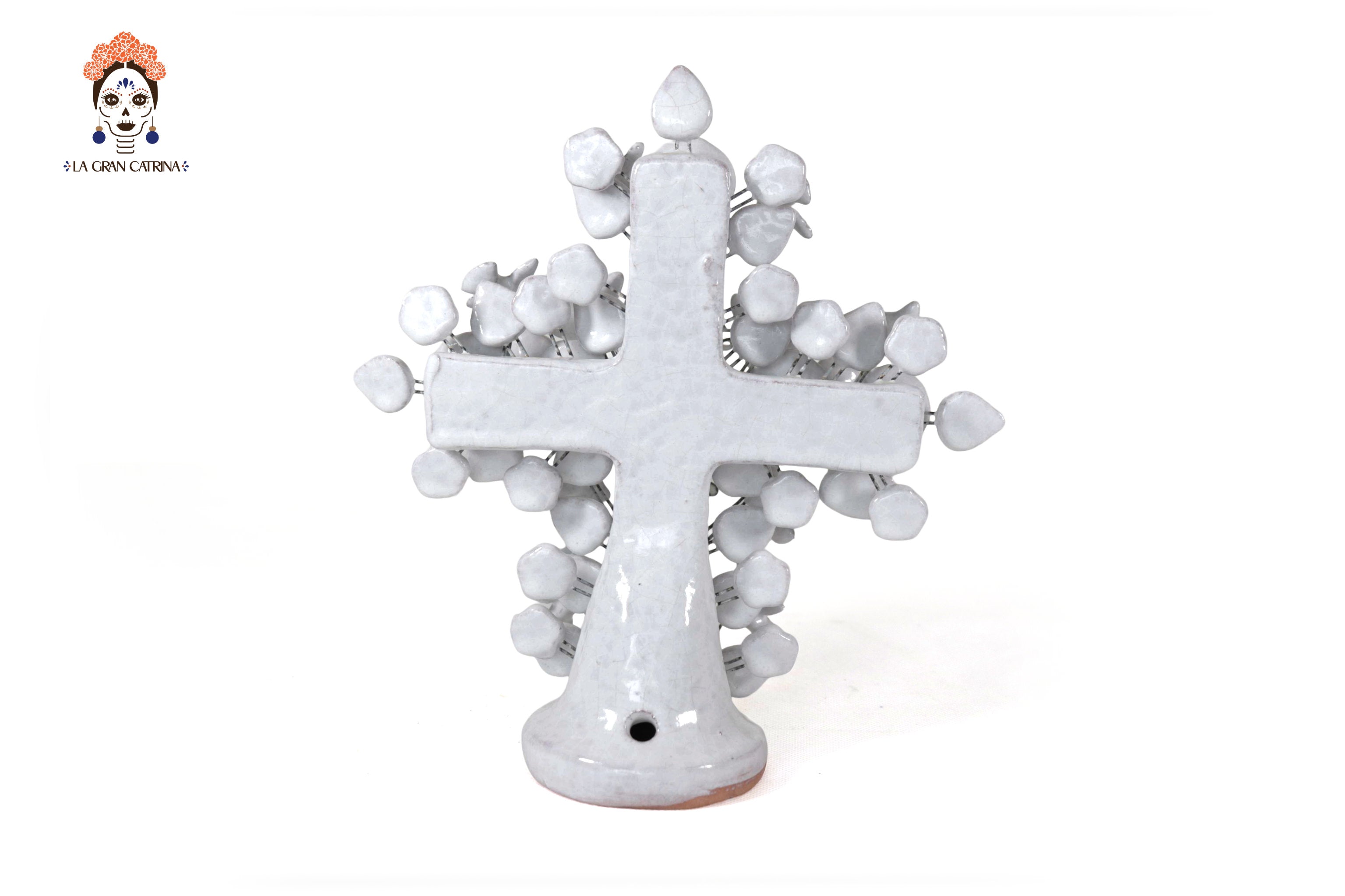 Cross white vidriada of 8.6 in. Montoya