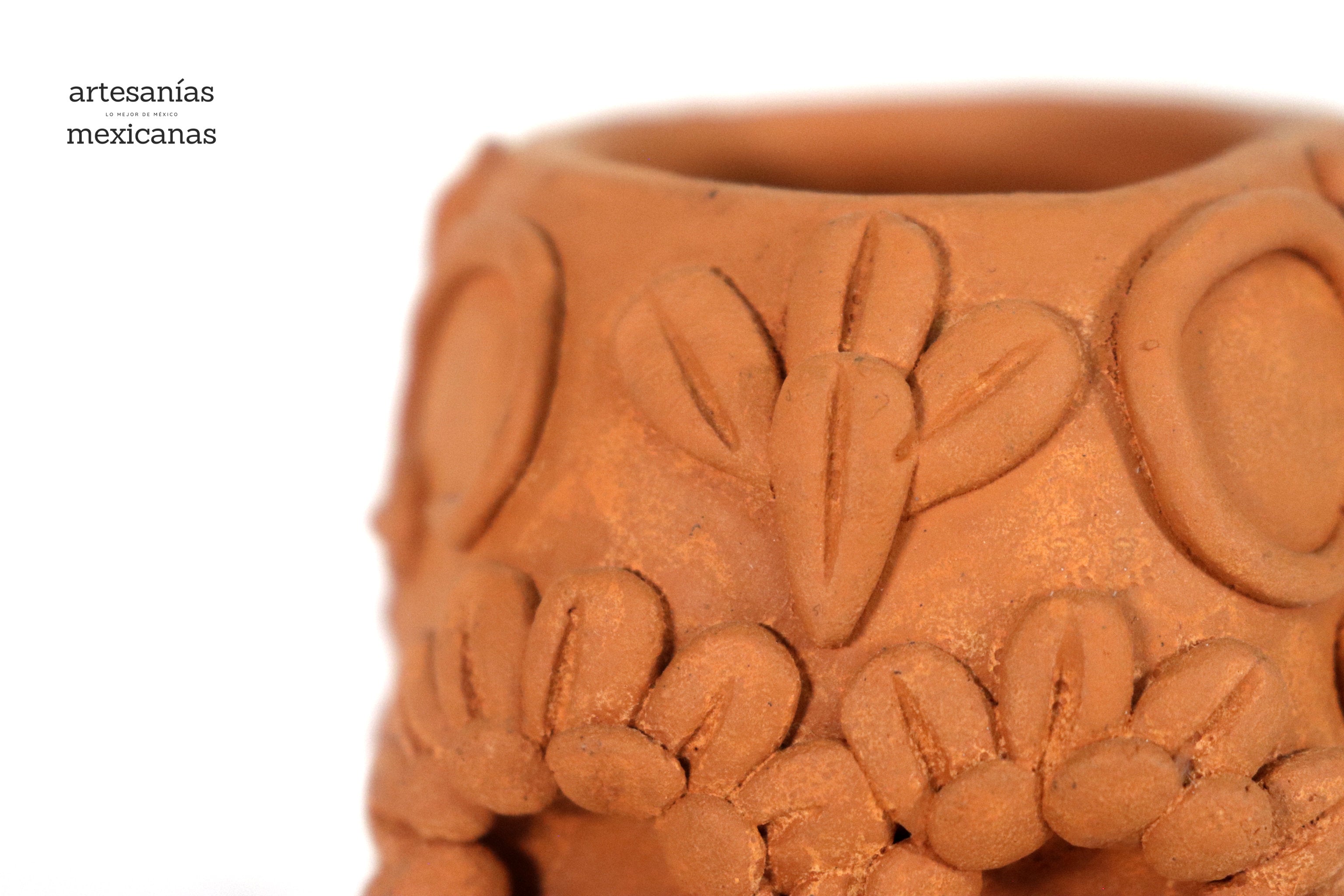 Planter al natural clay chica of Skull Style Catrina Brenda Capula