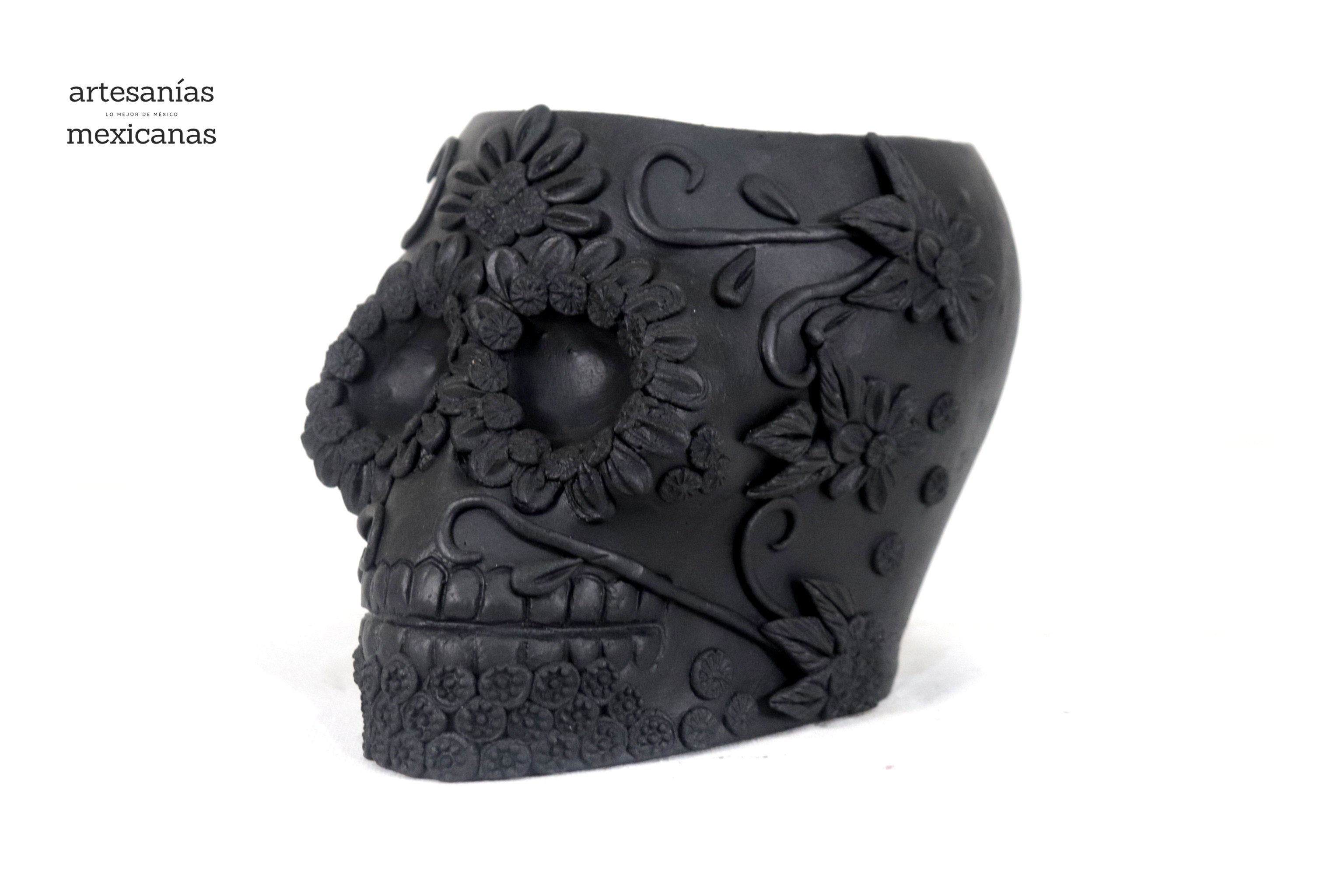 Planter black large of Skull Style Catrina Brenda Capula