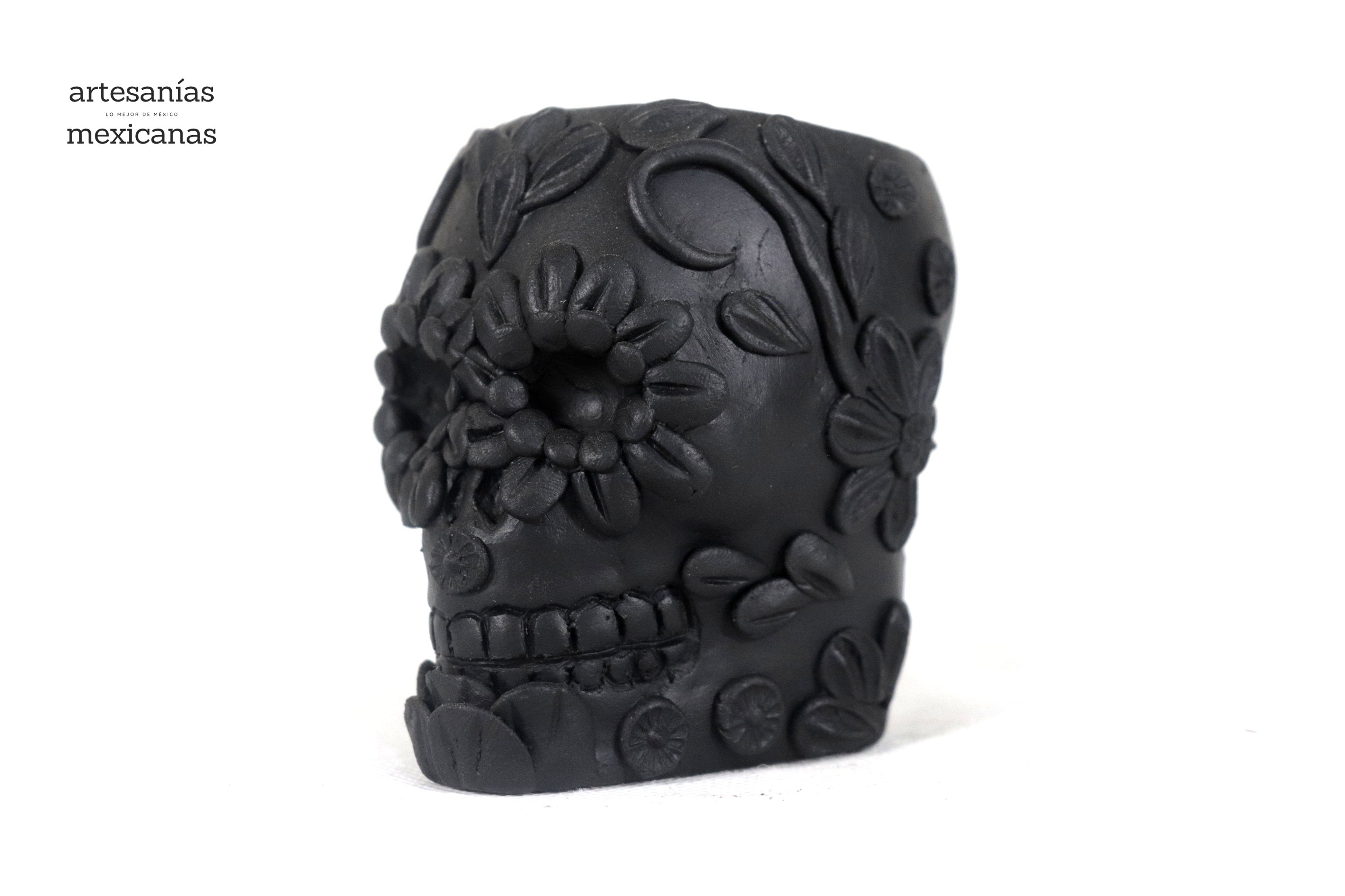 Planter black chica of Skull Style Catrina Brenda Capula