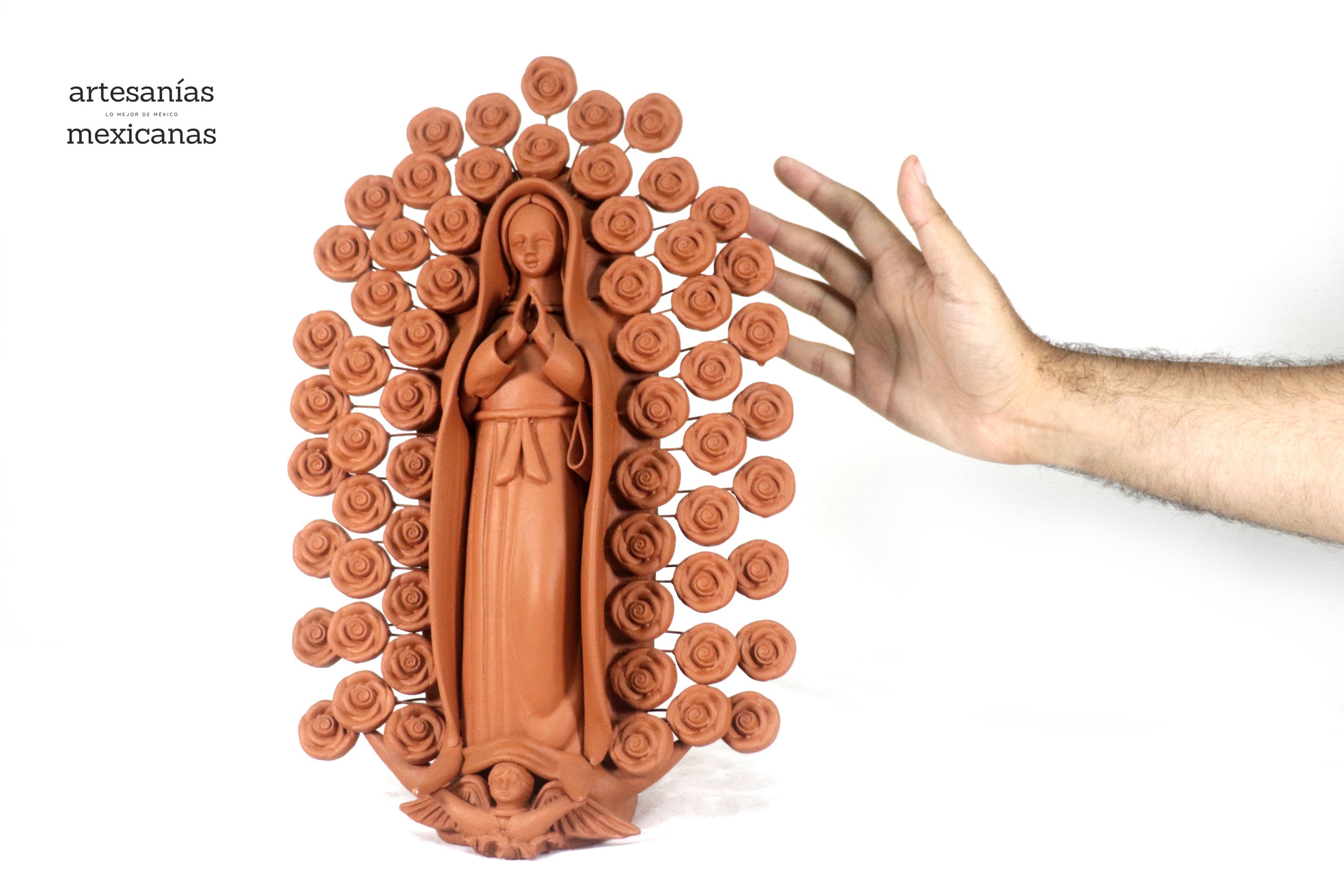 Virgin of Guadalupe - 13.8 in. - Natural Clay Montoya