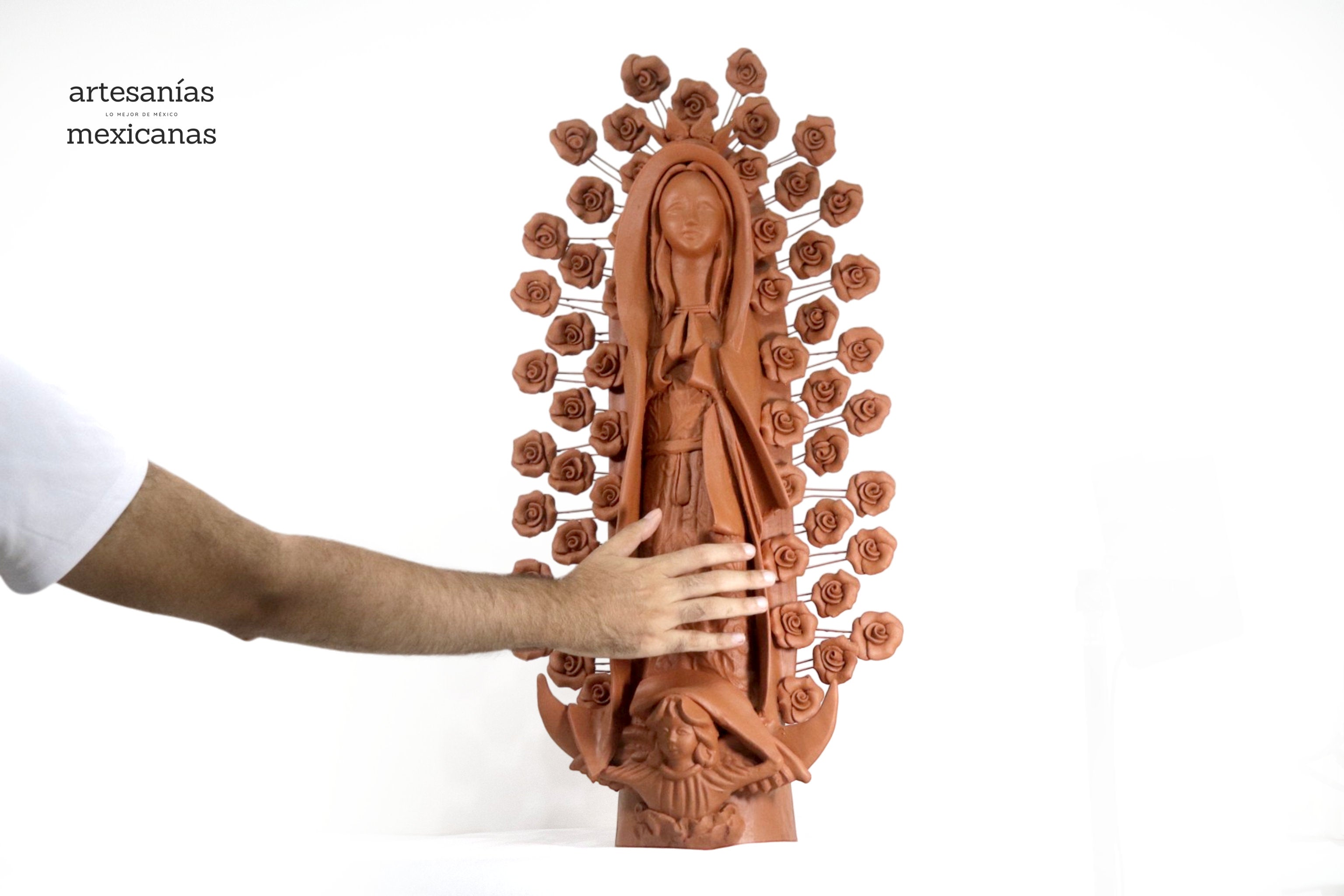 Virgin of Guadalupe - 27.2 in. - Natural Clay Montoya