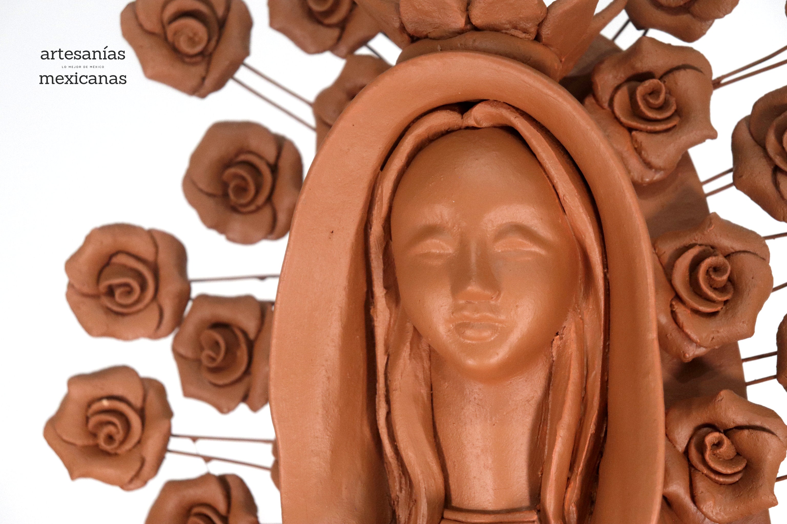 Virgin of Guadalupe - 27.2 in. - Natural Clay Montoya