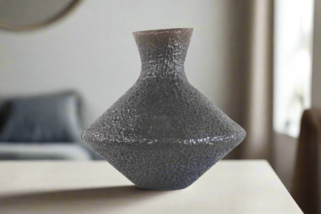 Vase moderno Clay martillado black - 10 in. Trejo