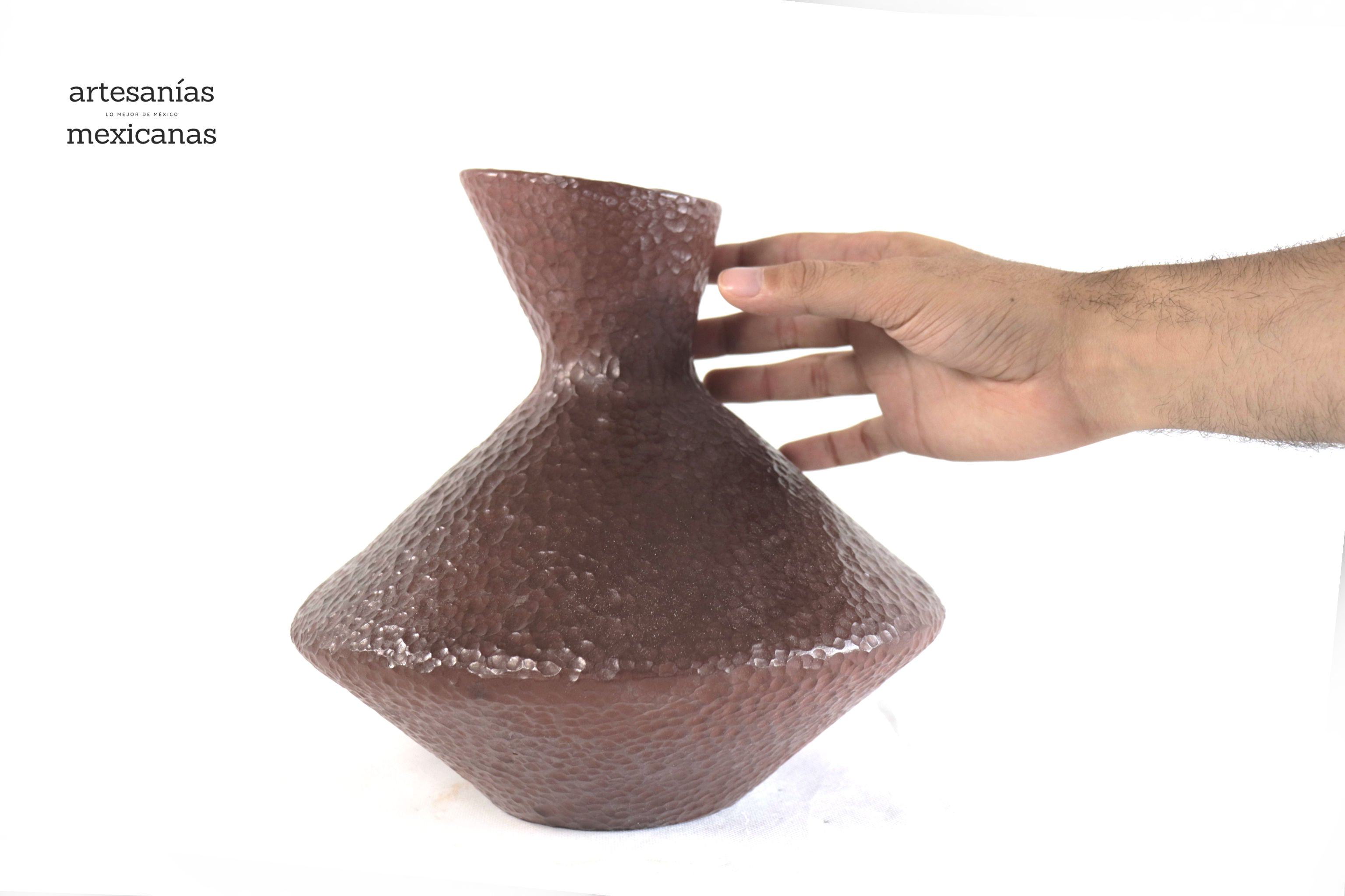 Vase moderno Clay martillado red - 10 in. Trejo