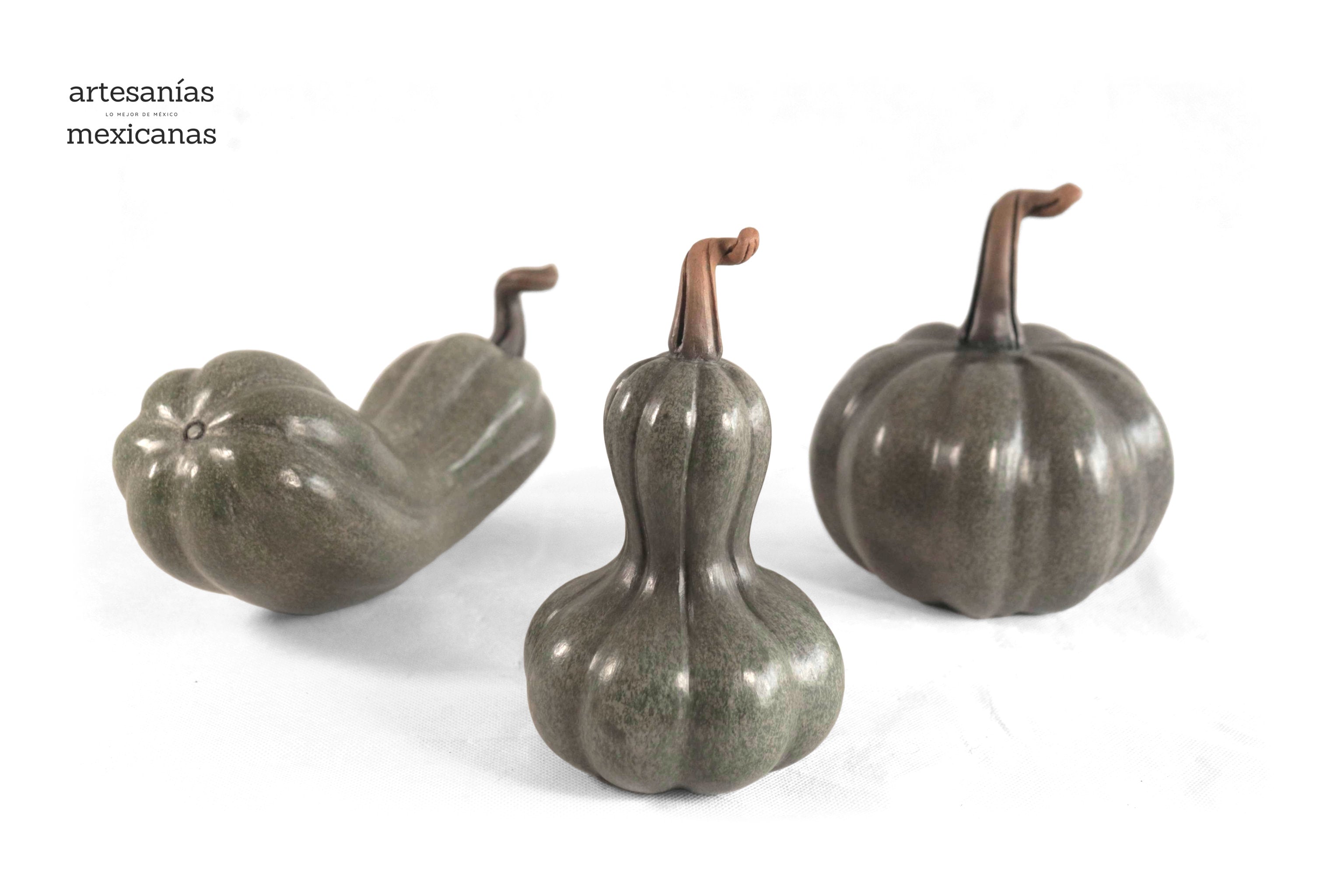 Set of 3 Pumpkins green grayish Trejo