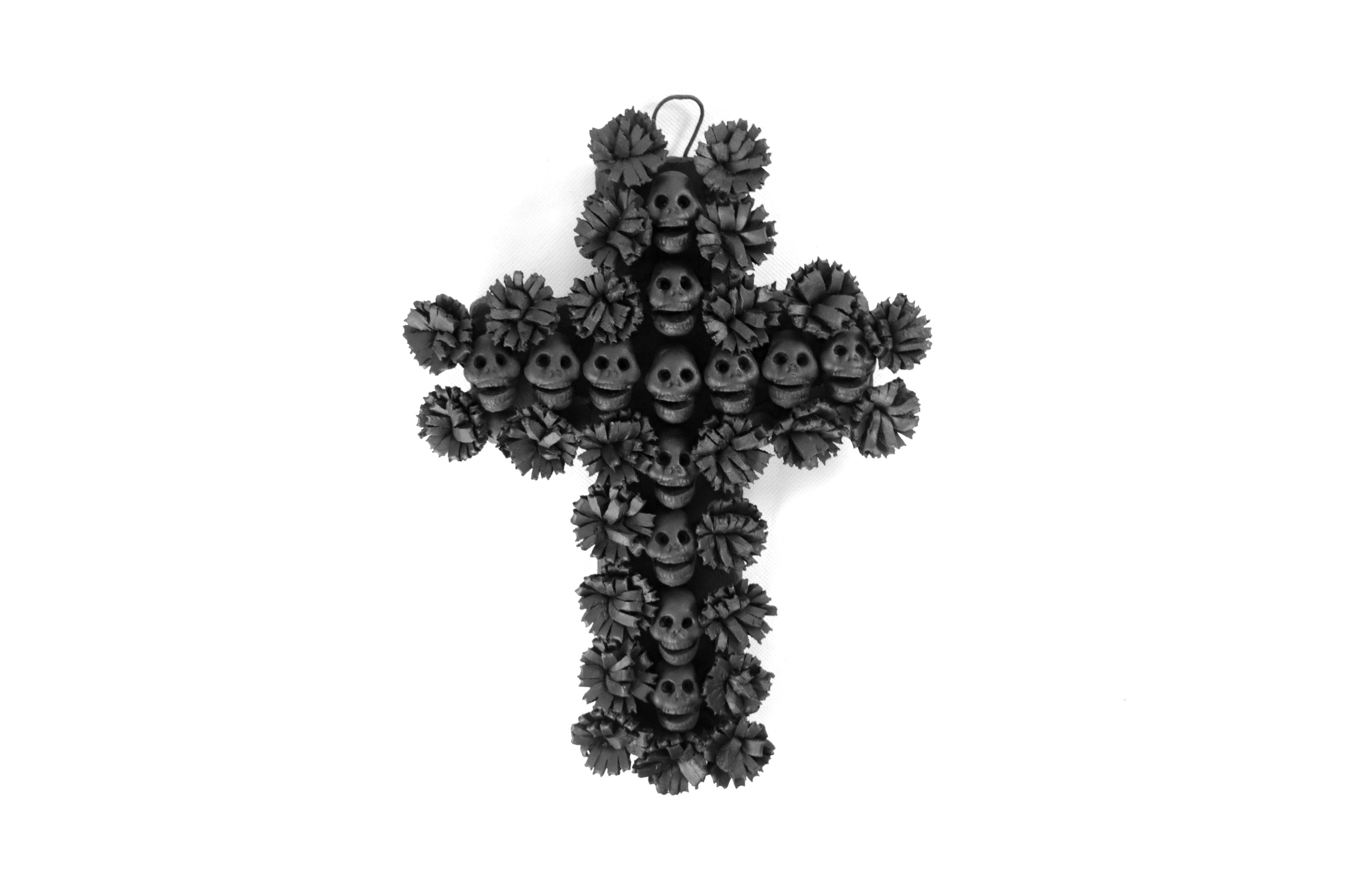 Cross Day of the Dead Clay Black 10 in. Lizbeth Cruces