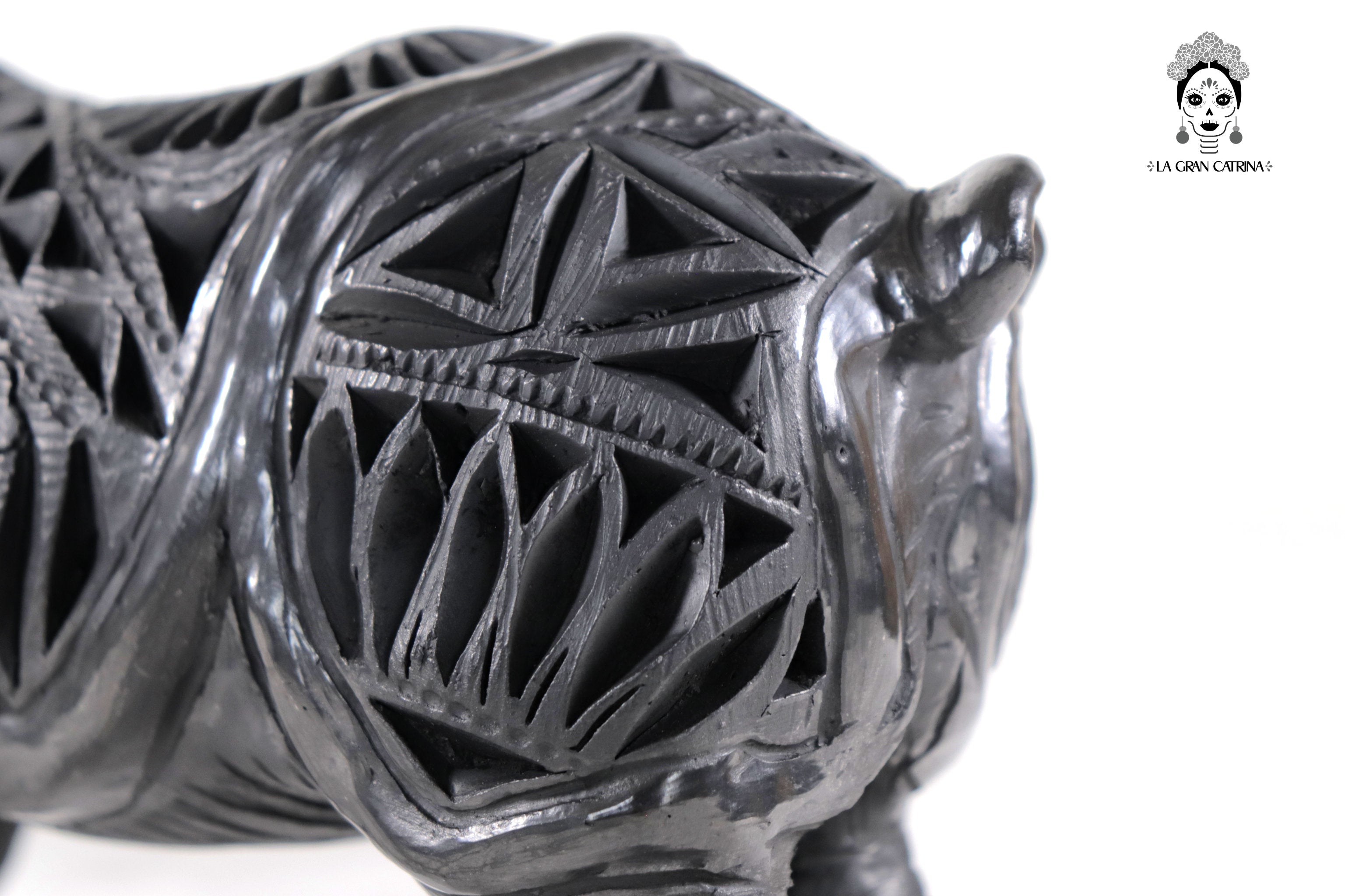 Black Clay Rhinoceros - 5.5 in. Tere Oax