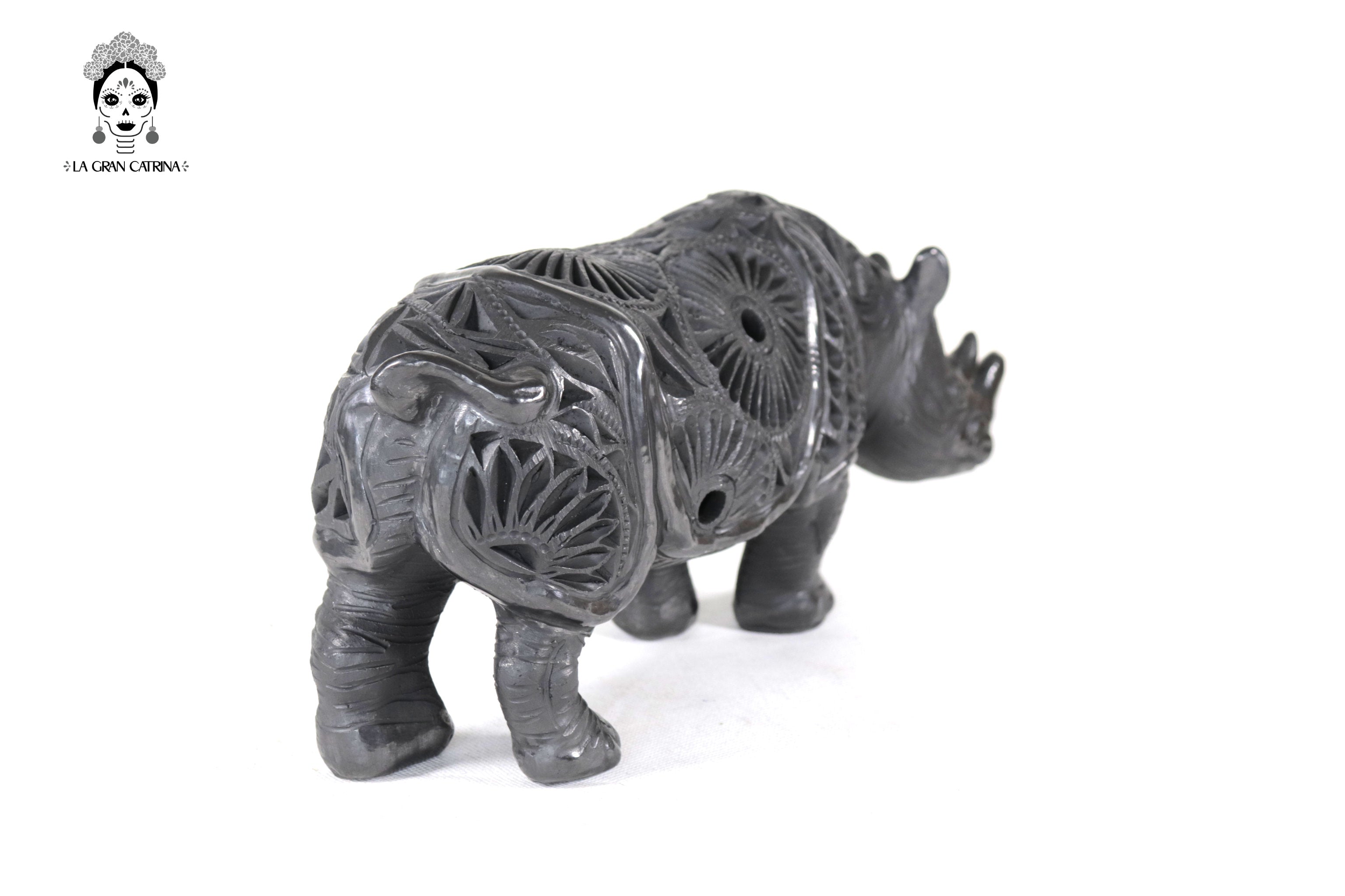 Black Clay Rhinoceros - 5.5 in. Tere Oax