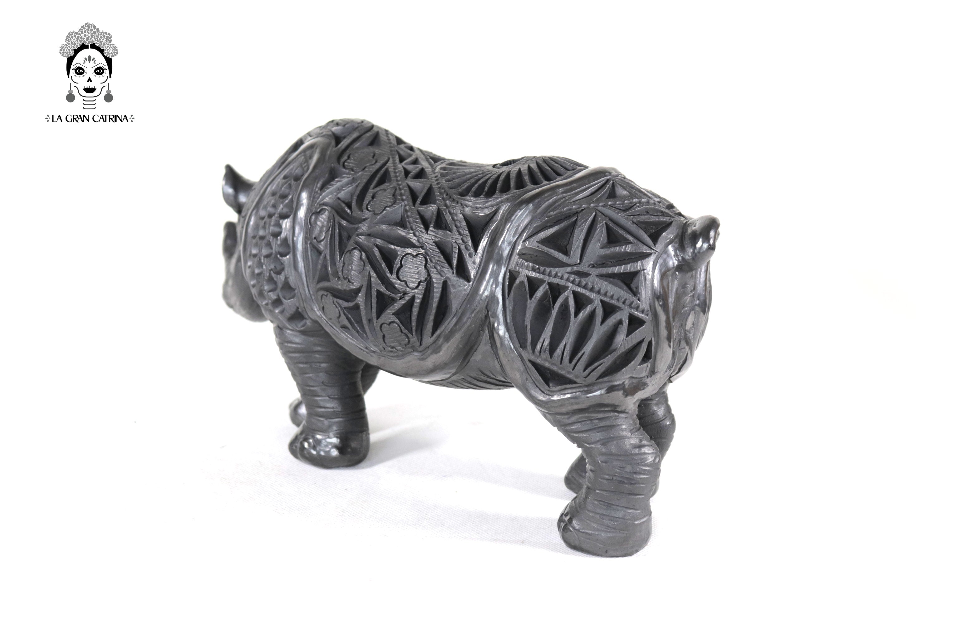 Black Clay Rhinoceros - 5.5 in. Tere Oax