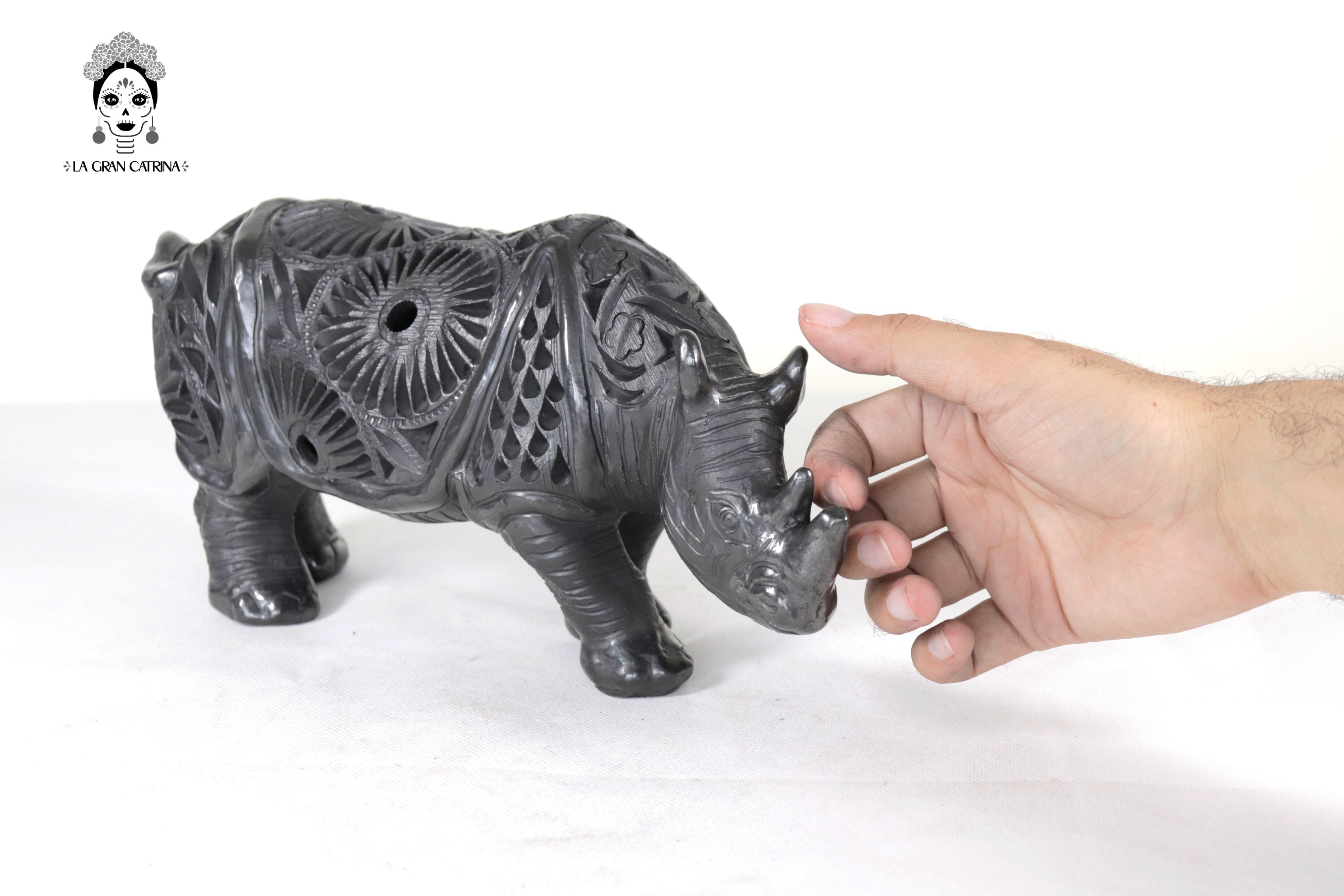 Black Clay Rhinoceros - 5.5 in. Tere Oax