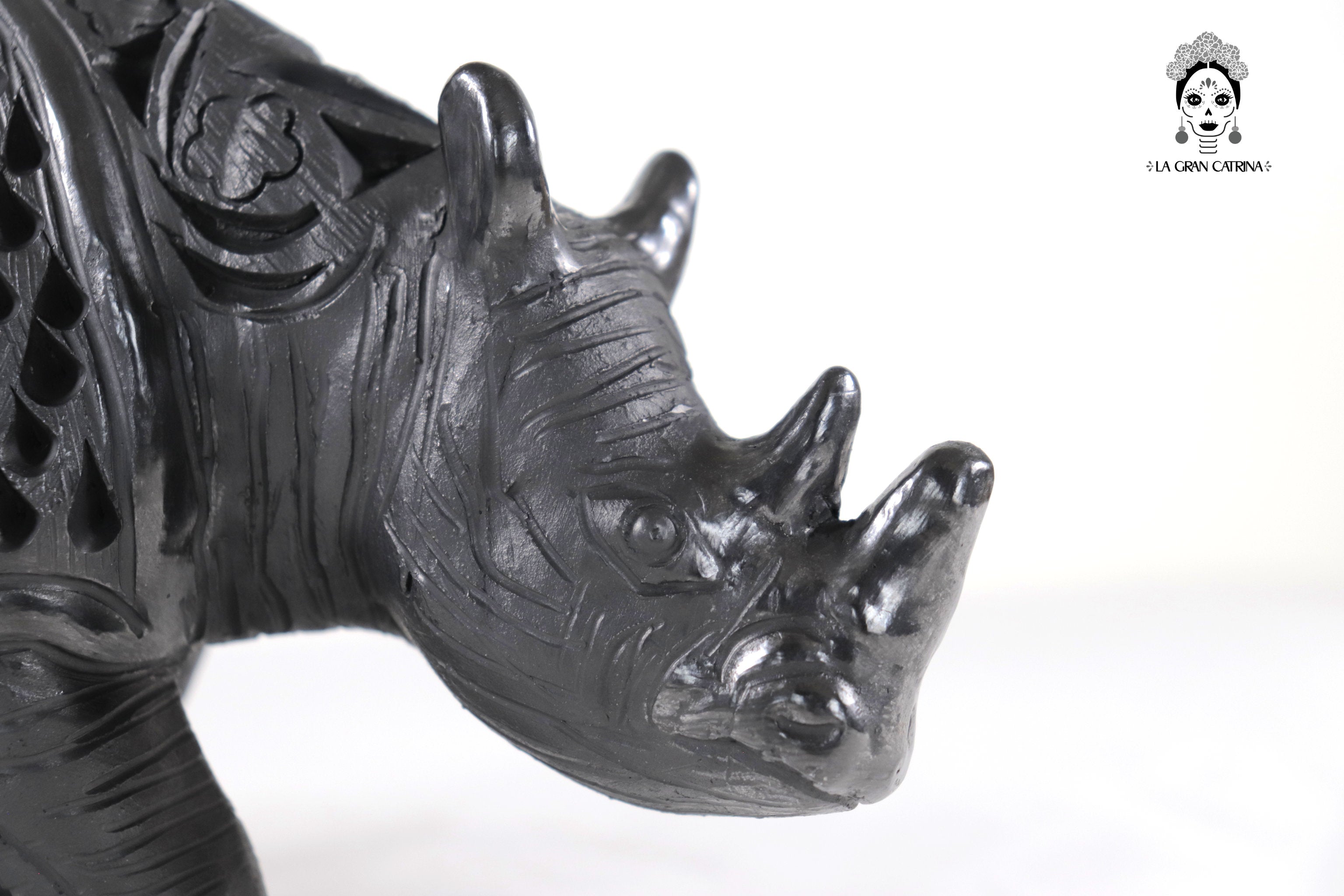 Black Clay Rhinoceros - 5.5 in. Tere Oax