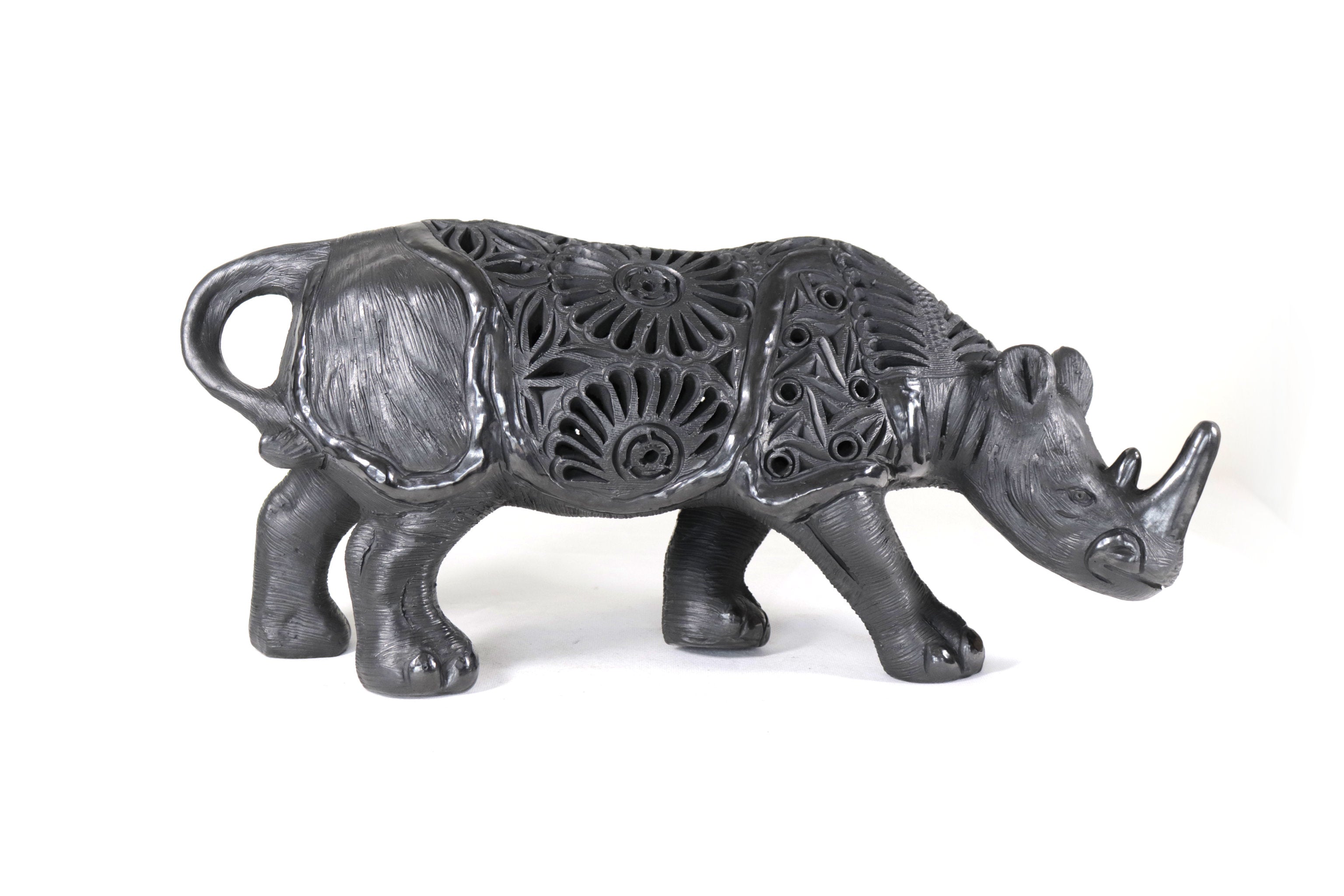 Black Clay Rhinoceros - 7.9 in. Tere Oax
