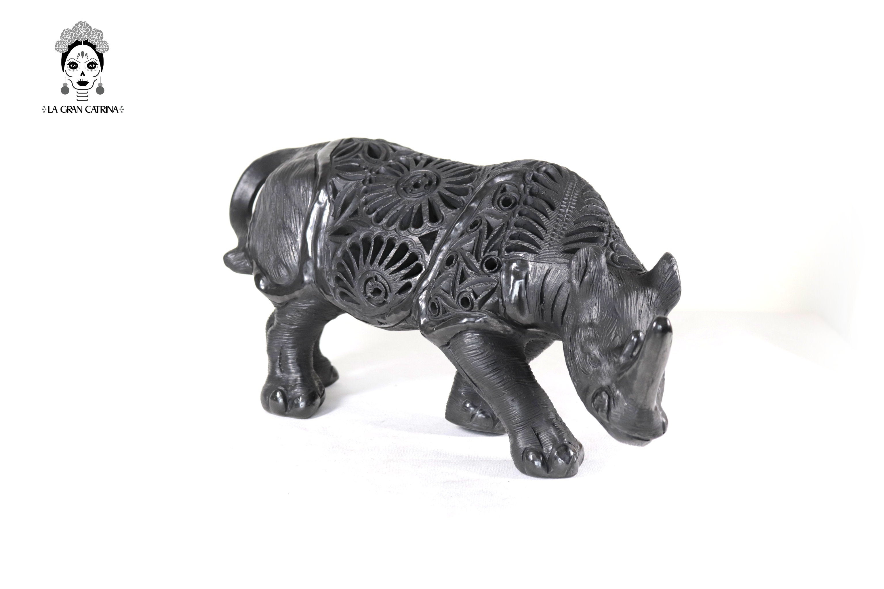Black Clay Rhinoceros - 7.9 in. Tere Oax