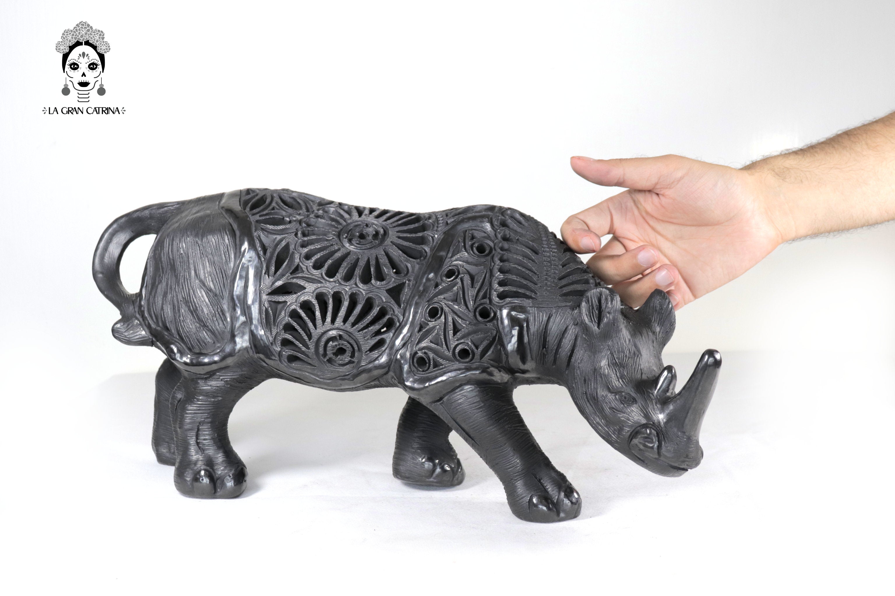 Black Clay Rhinoceros - 7.9 in. Tere Oax