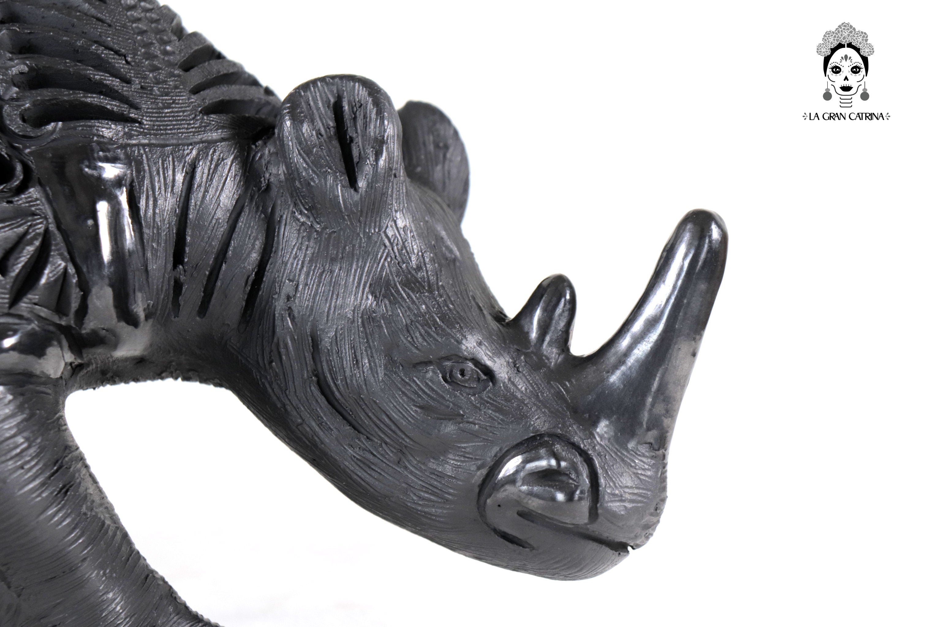 Black Clay Rhinoceros - 7.9 in. Tere Oax