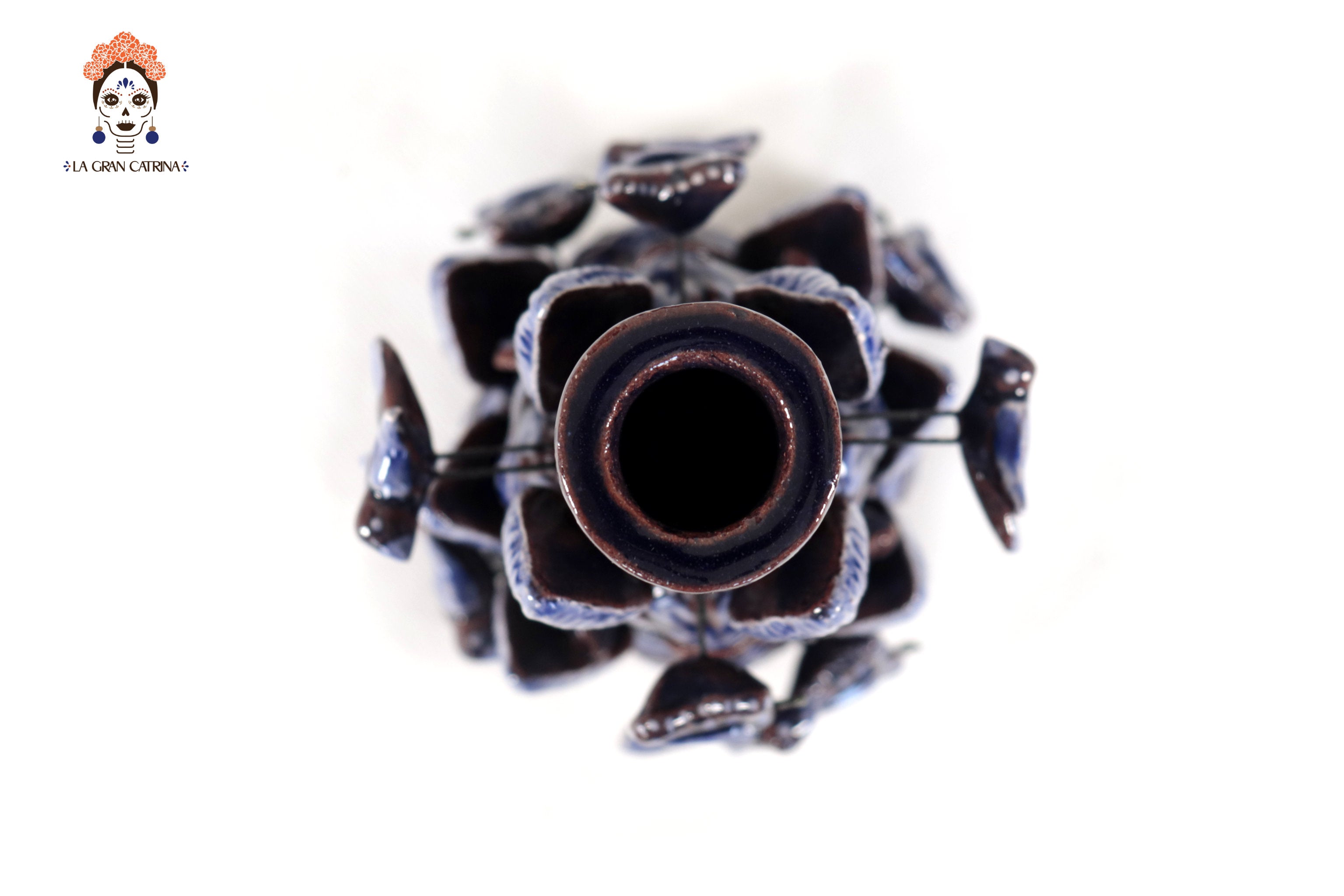 Set of 3 Porta Cirio Blue - Glazed Clay - 11.4 in. Montoya