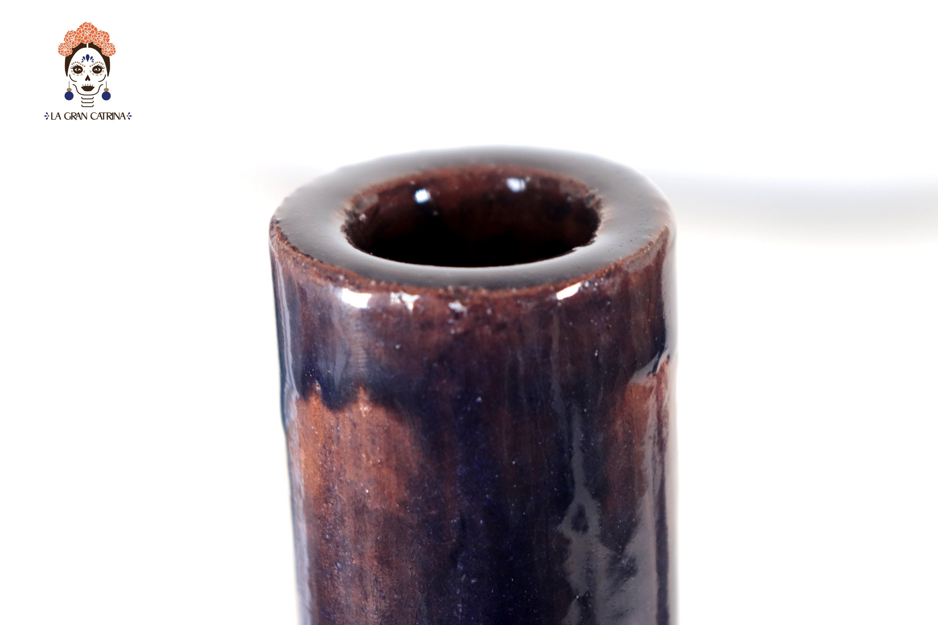 Set of 3 Porta Cirio Blue - Glazed Clay - 11.4 in. Montoya