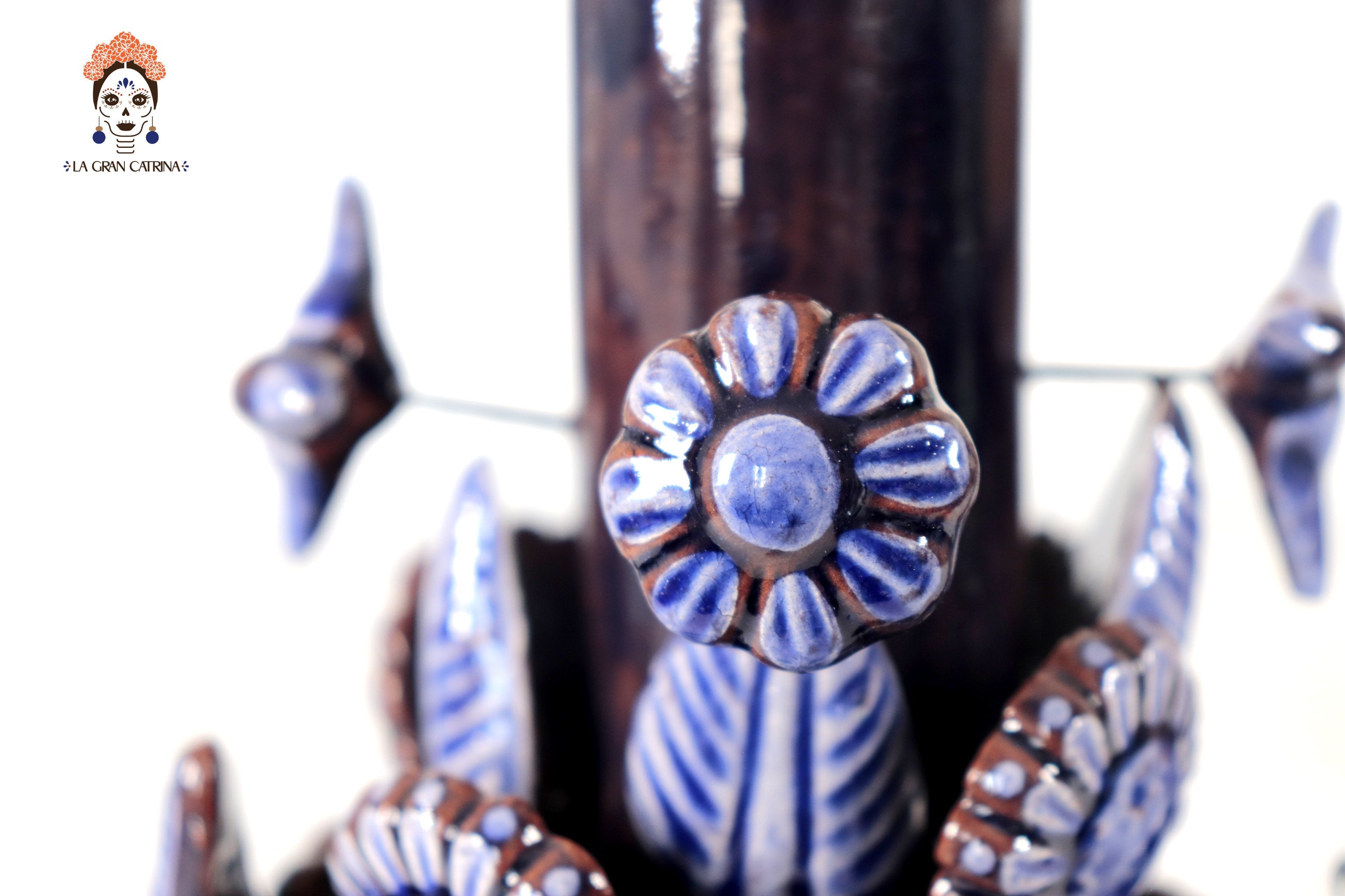 Set of 3 Porta Cirio Blue - Glazed Clay - 11.4 in. Montoya