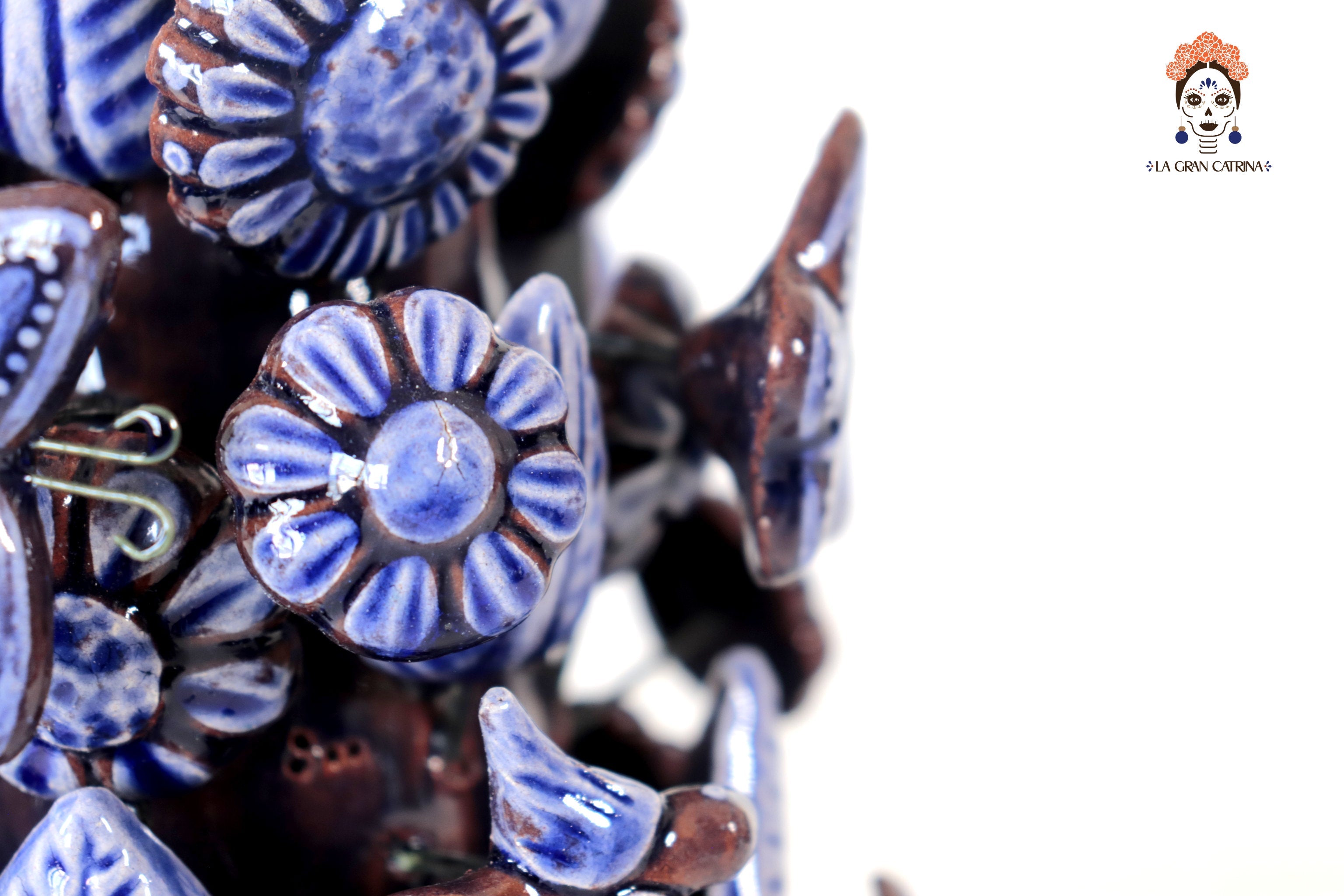 Set of 3 Porta Cirio Blue - Glazed Clay - 11.4 in. Montoya