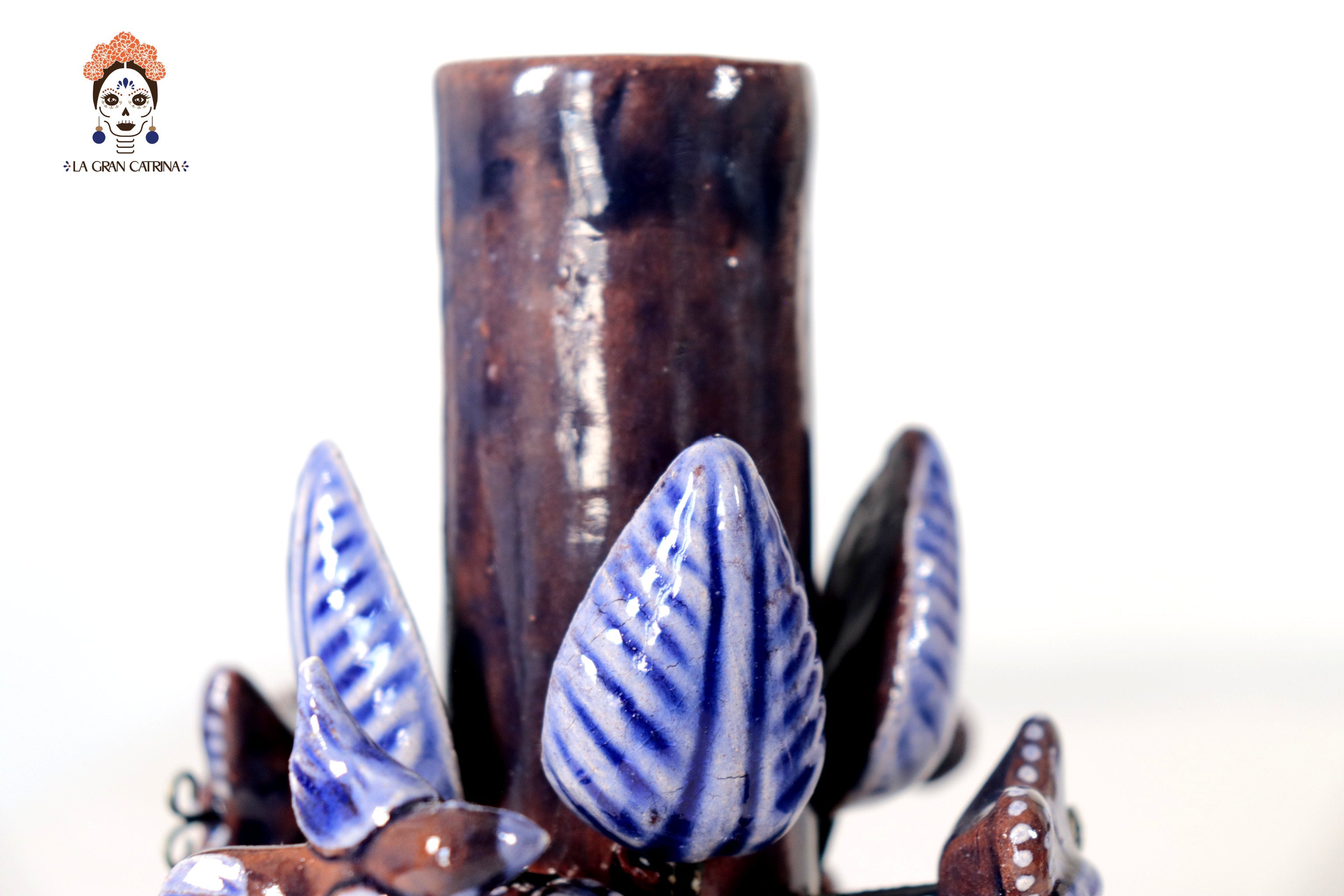 Set of 3 Porta Cirio Blue - Glazed Clay - 11.4 in. Montoya