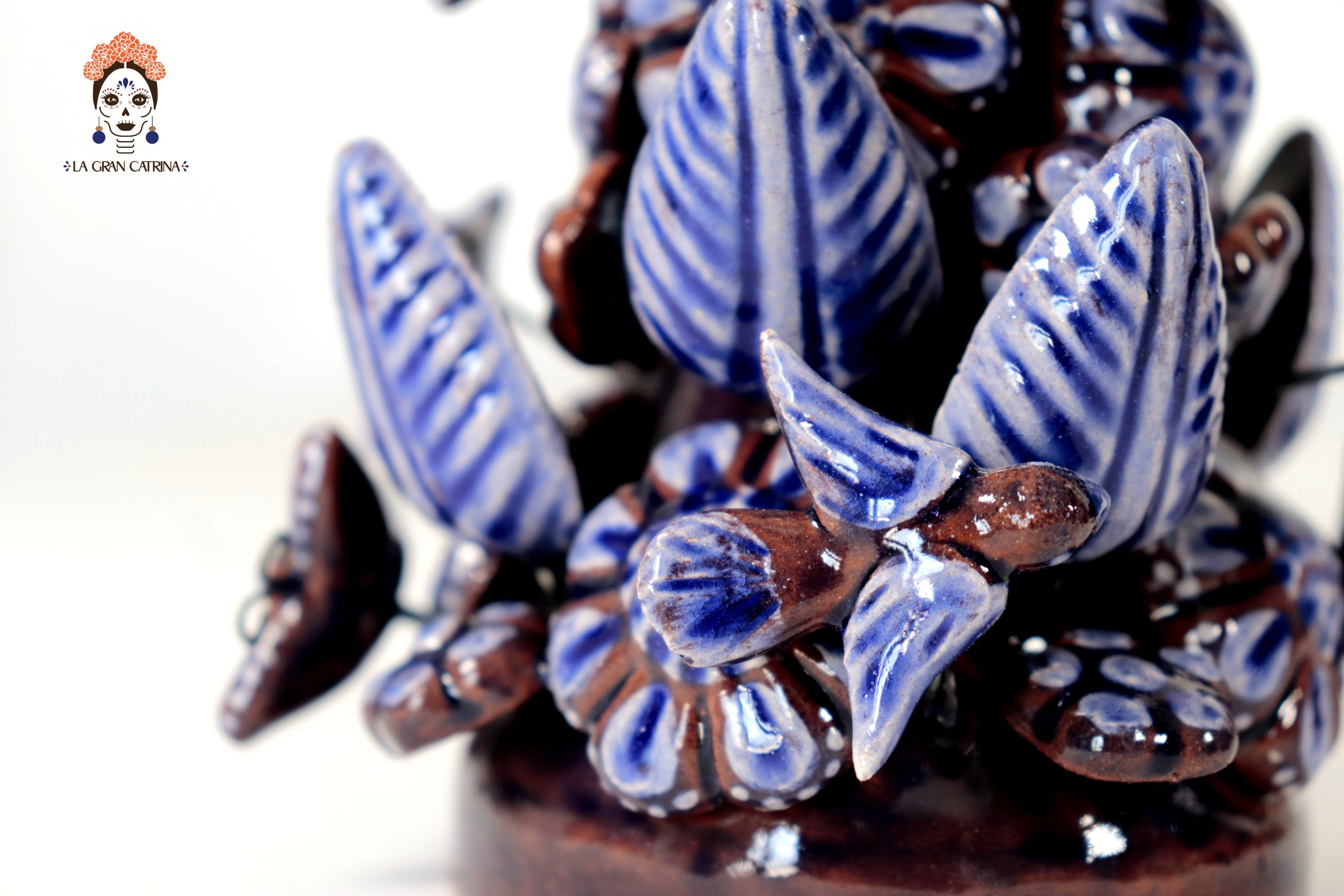 Set of 3 Porta Cirio Blue - Glazed Clay - 11.4 in. Montoya
