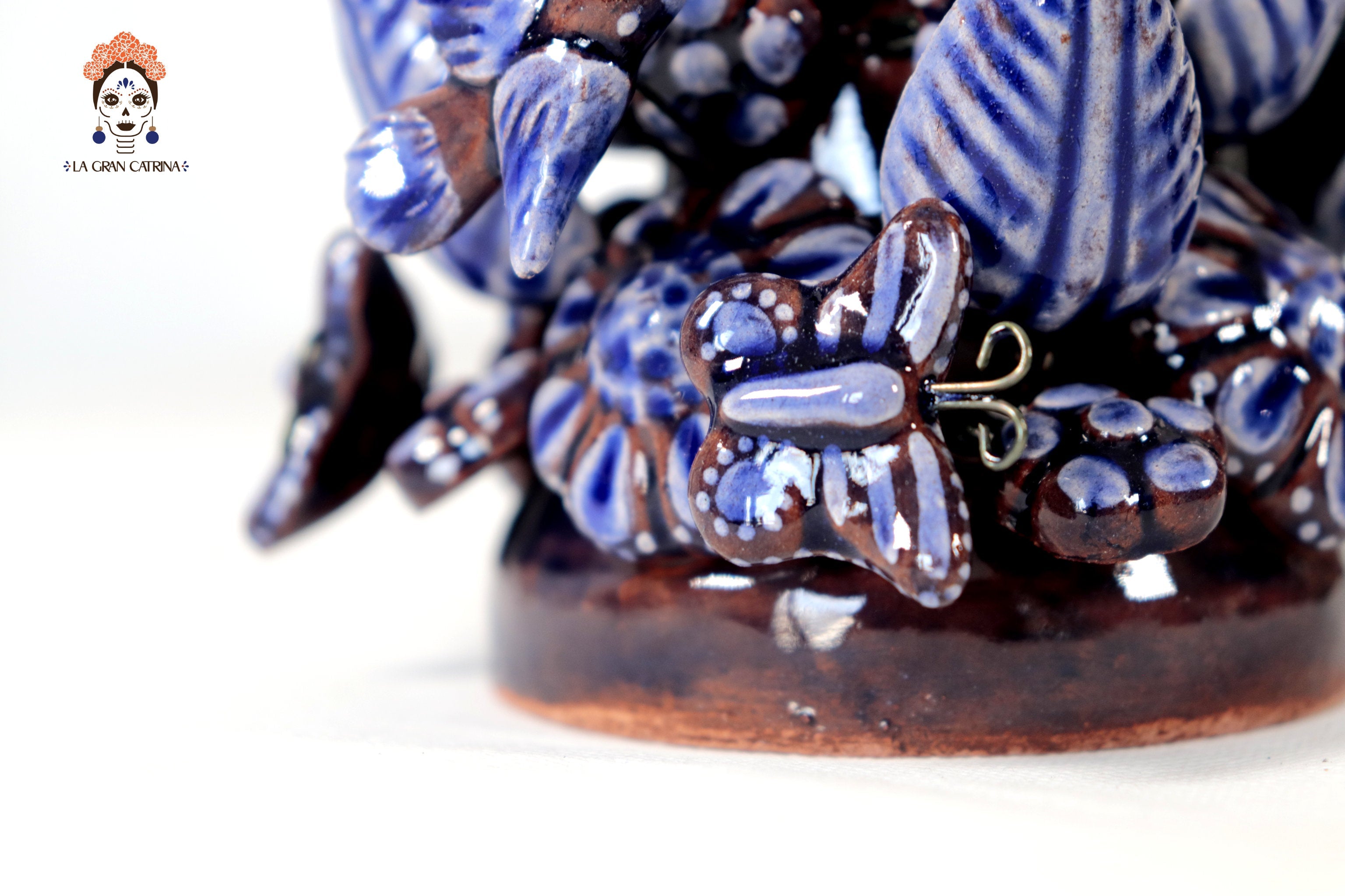 Set of 3 Porta Cirio Blue - Glazed Clay - 11.4 in. Montoya