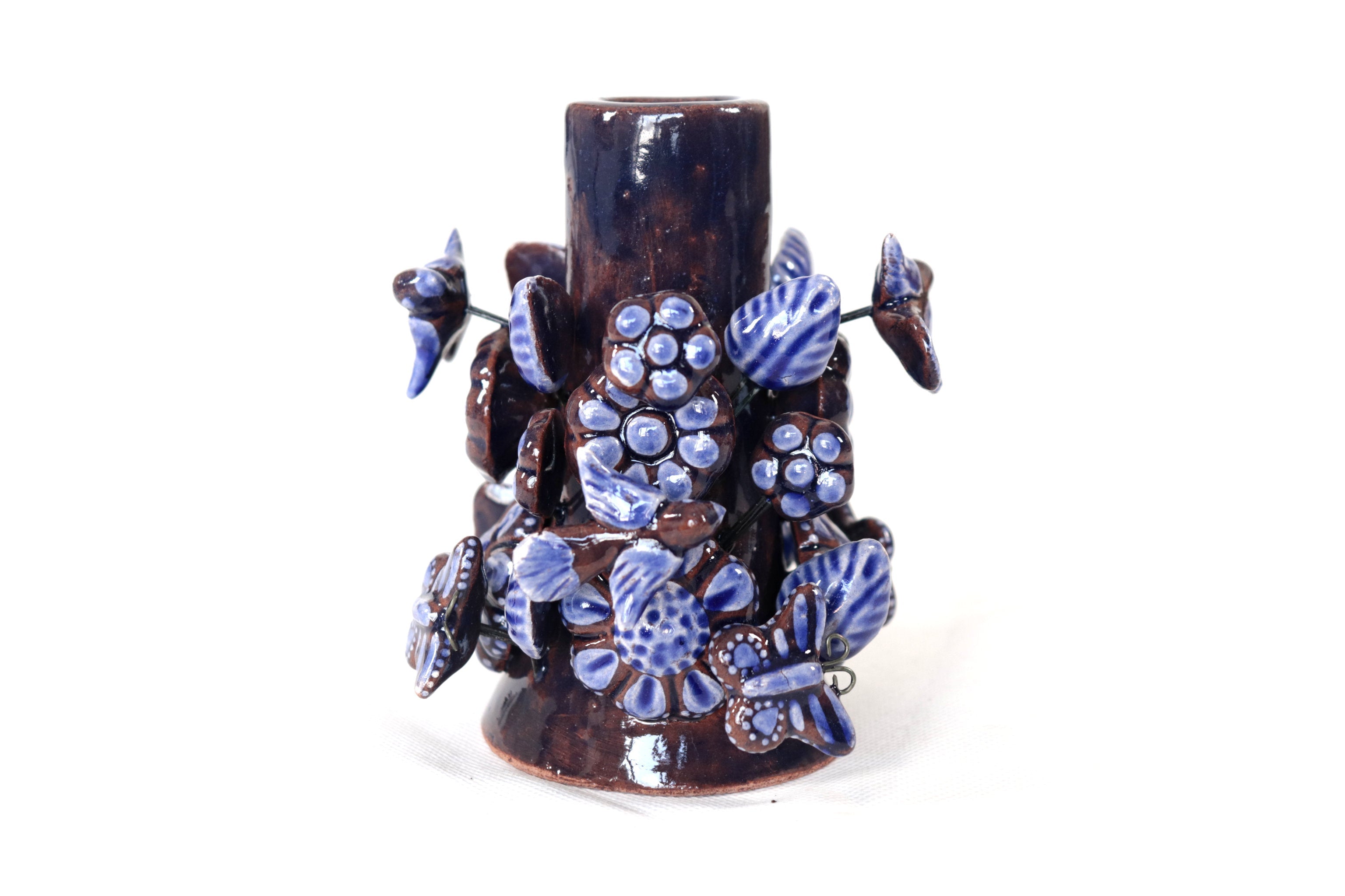 Set of 3 Porta Cirio Blue - Glazed Clay - 11.4 in. Montoya