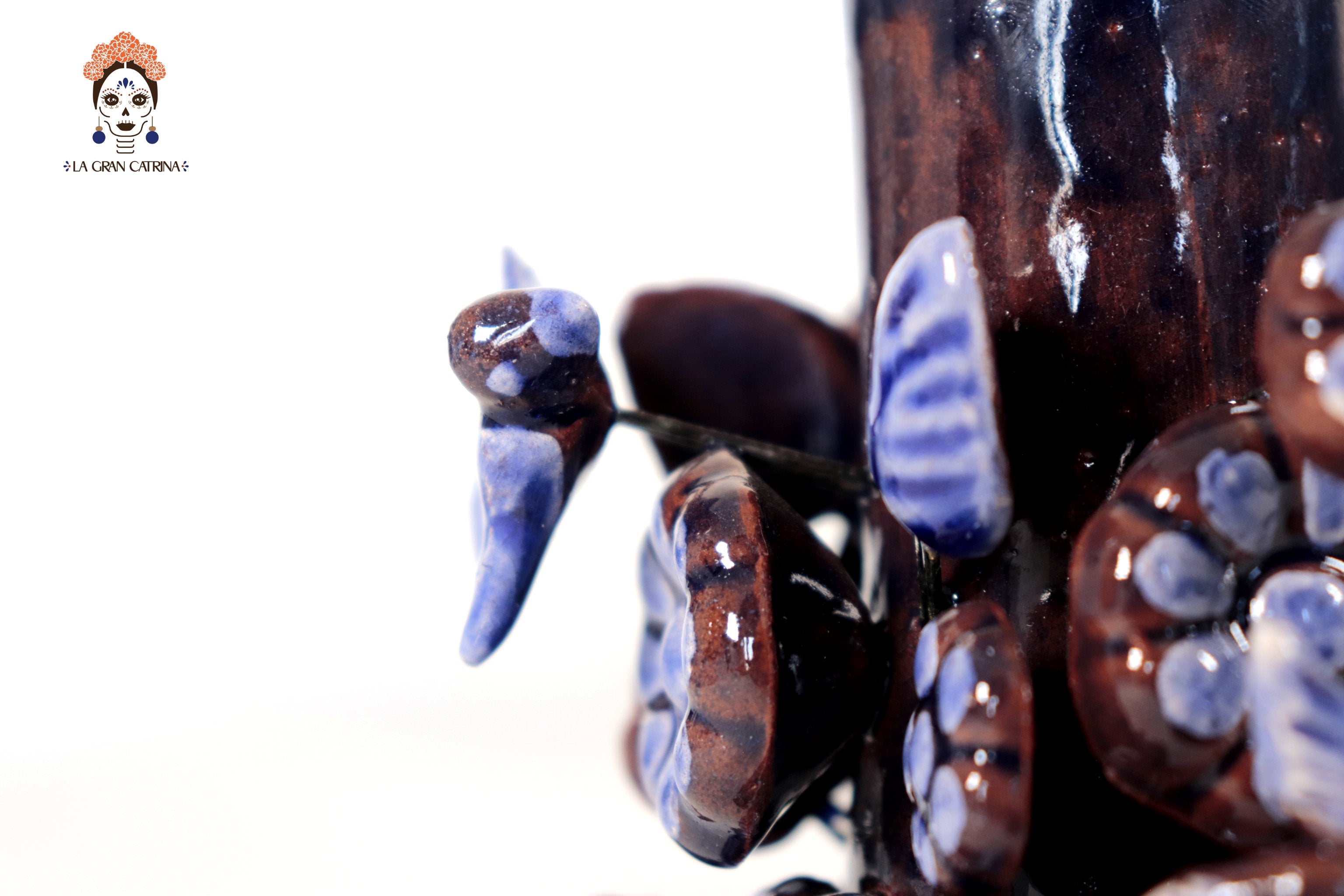 Set of 3 Porta Cirio Blue - Glazed Clay - 11.4 in. Montoya