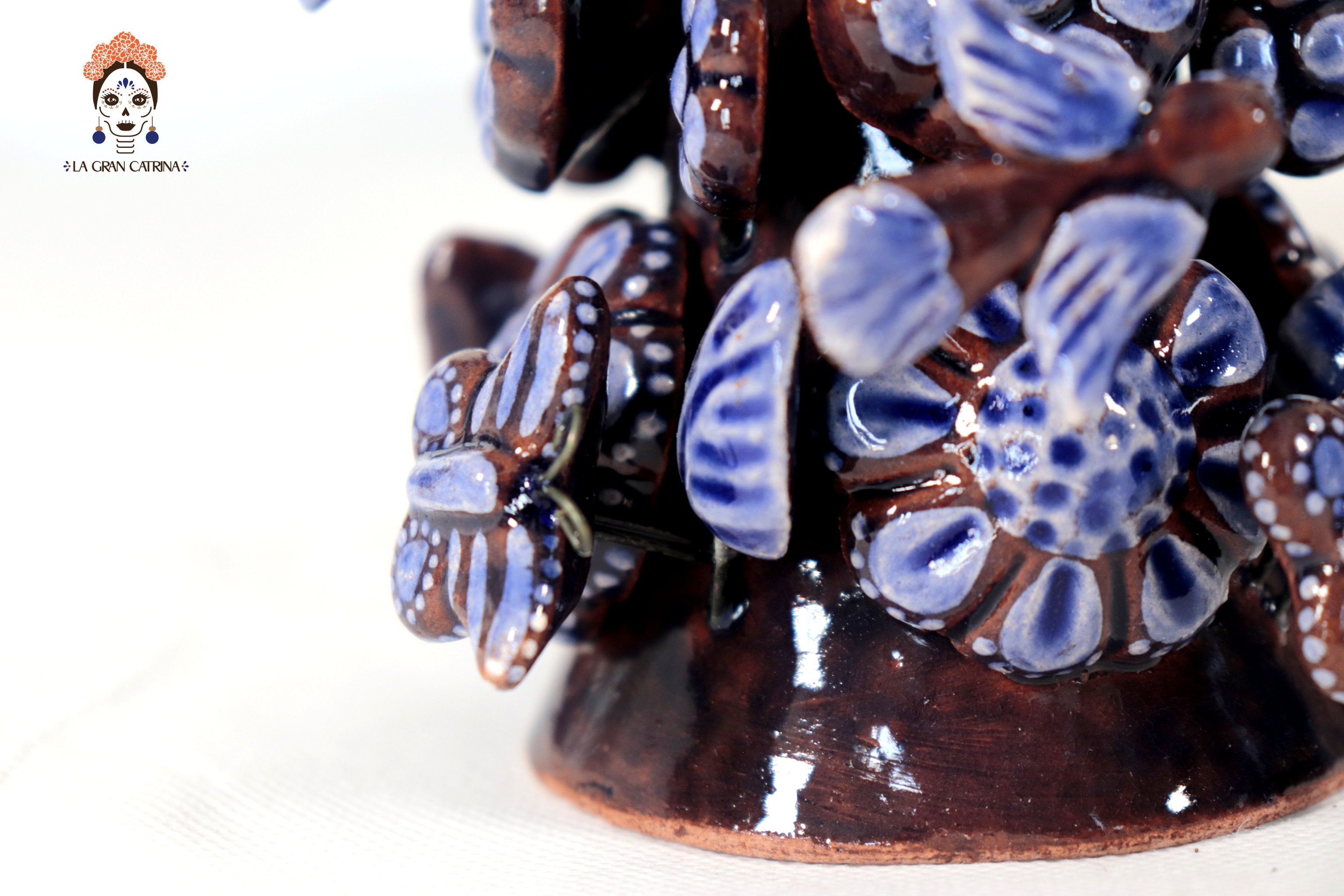 Set of 3 Porta Cirio Blue - Glazed Clay - 11.4 in. Montoya