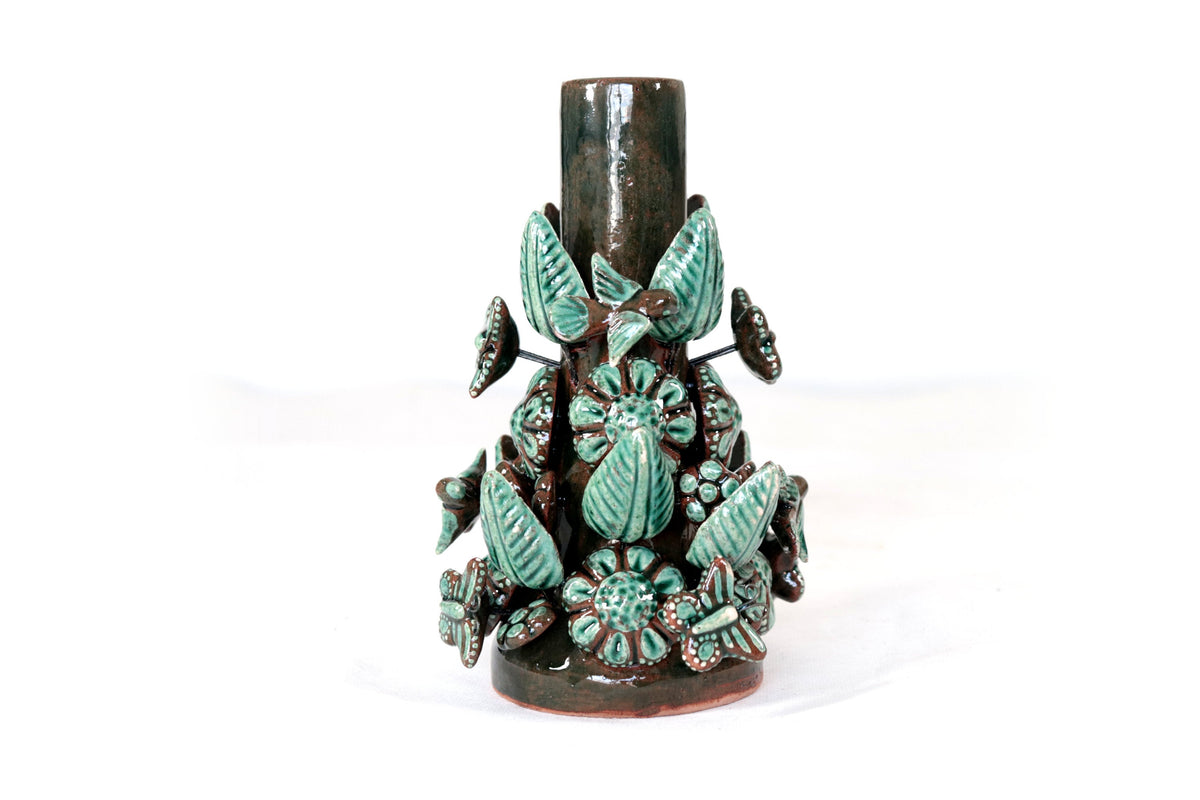 Set of 3 Porta Cirio Green - Glazed Clay - 11.4 in. Montoya