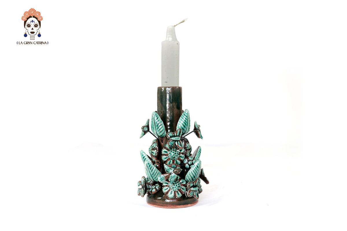Set of 3 Porta Cirio Green - Glazed Clay - 11.4 in. Montoya