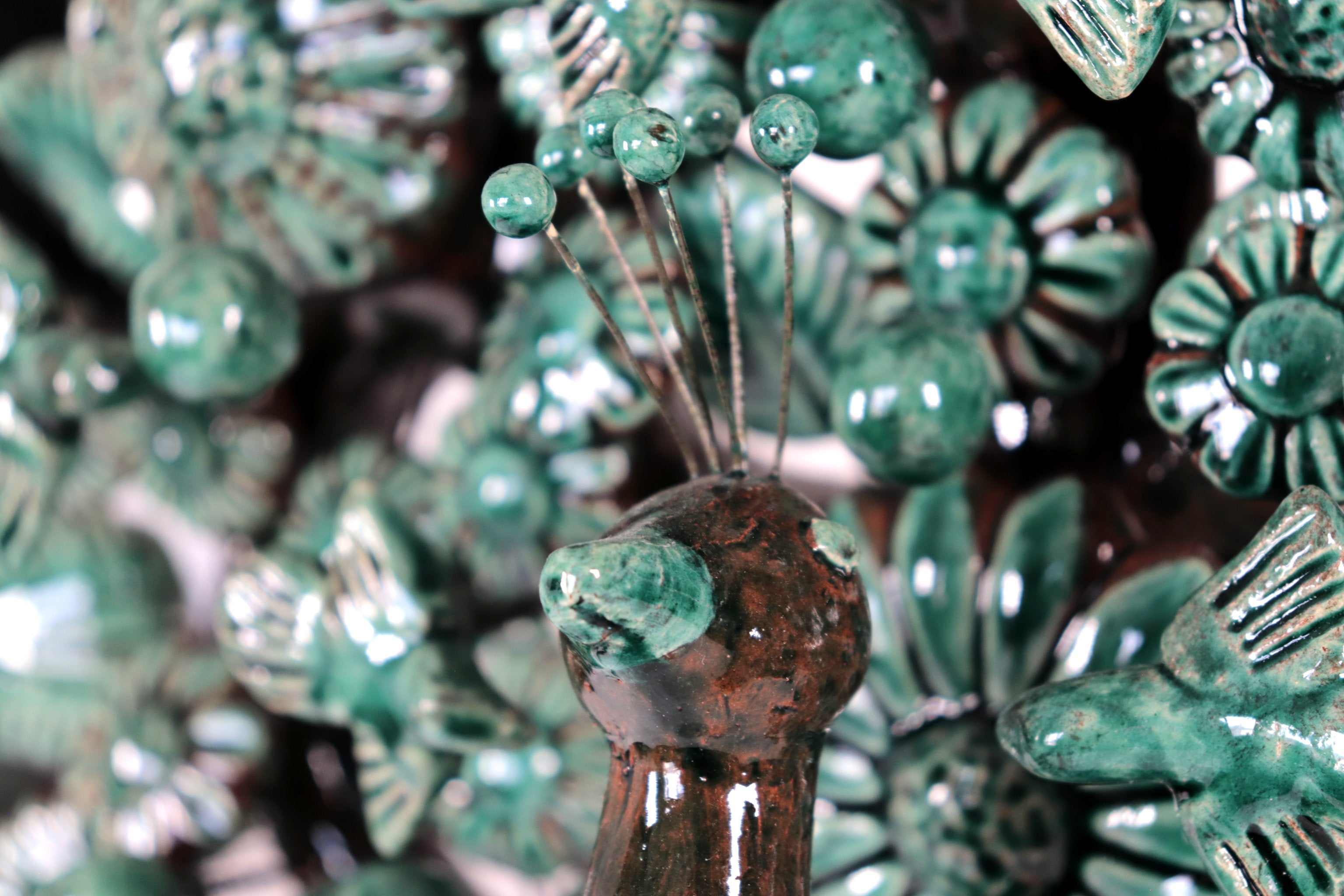 Candleholder Glazed Clay Tree of Life - Estilo Pavo Real - 14.5 in. - Made to Order Montoya