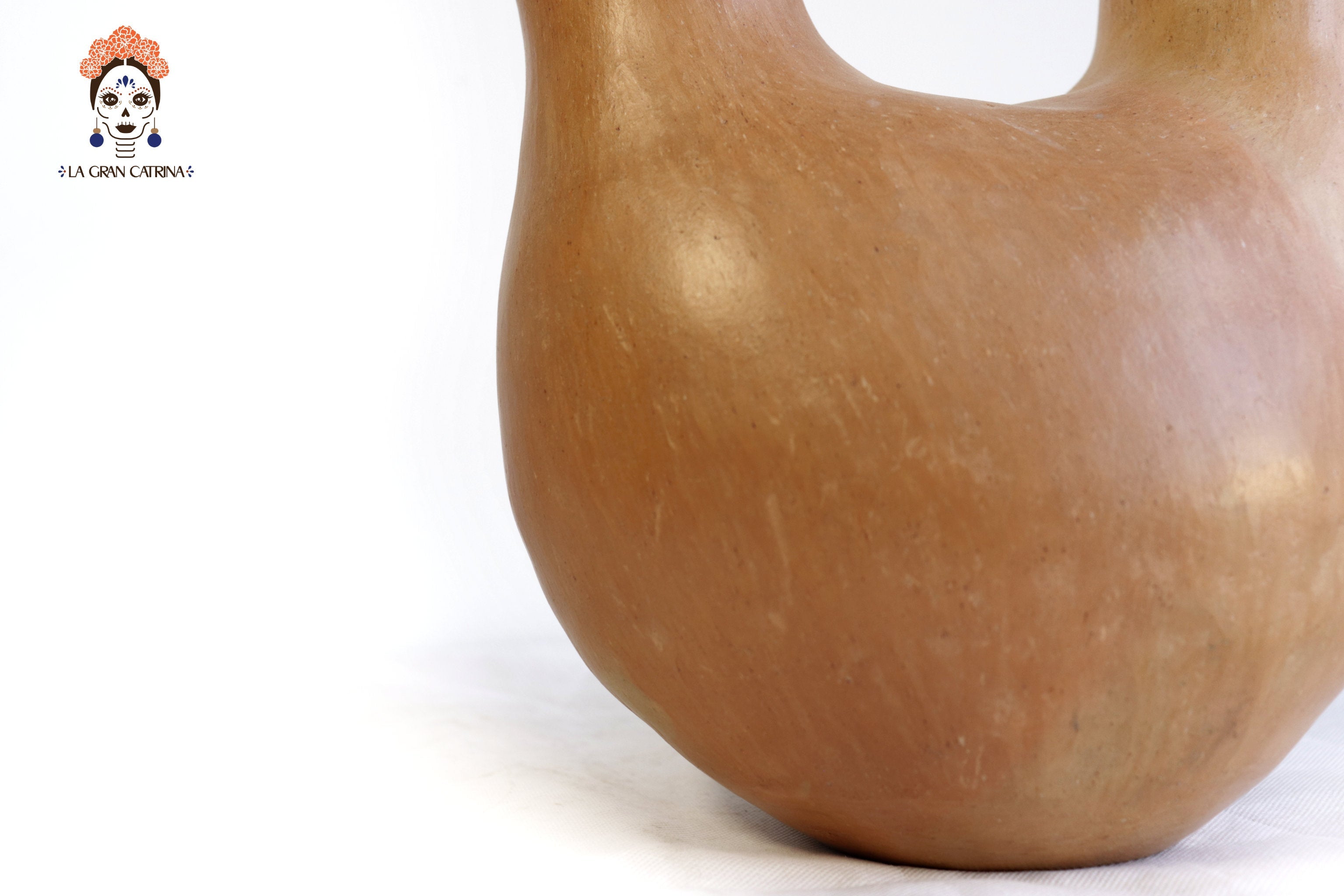 Vessel Ancestral Mixe with 2 openings opossum-tail handle - 12.2 in. Silvia Mixe