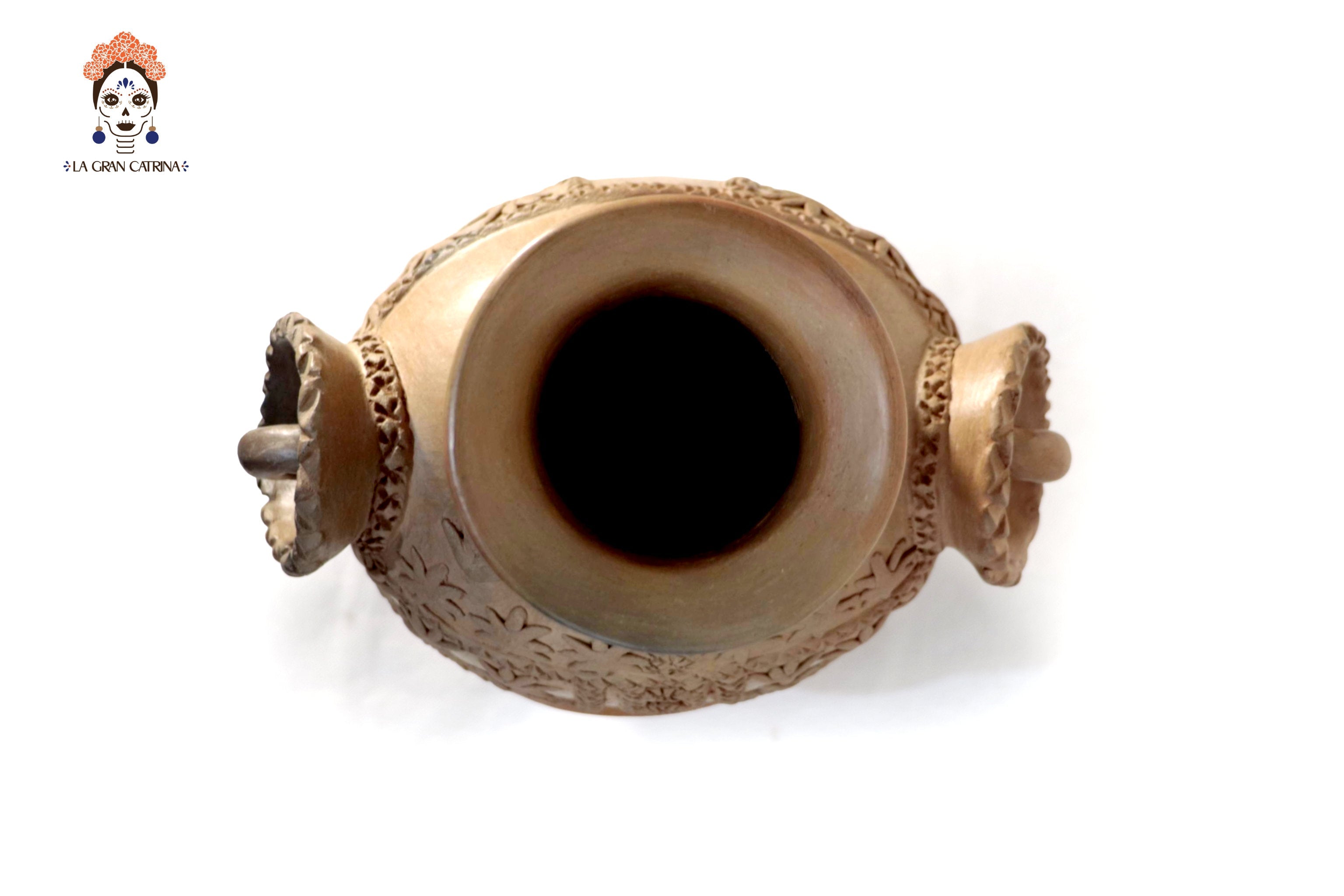 Vessel Mixe Tlahui Huipil of Natural Clay - 14.9 in. - in. Production Silvia Mixe