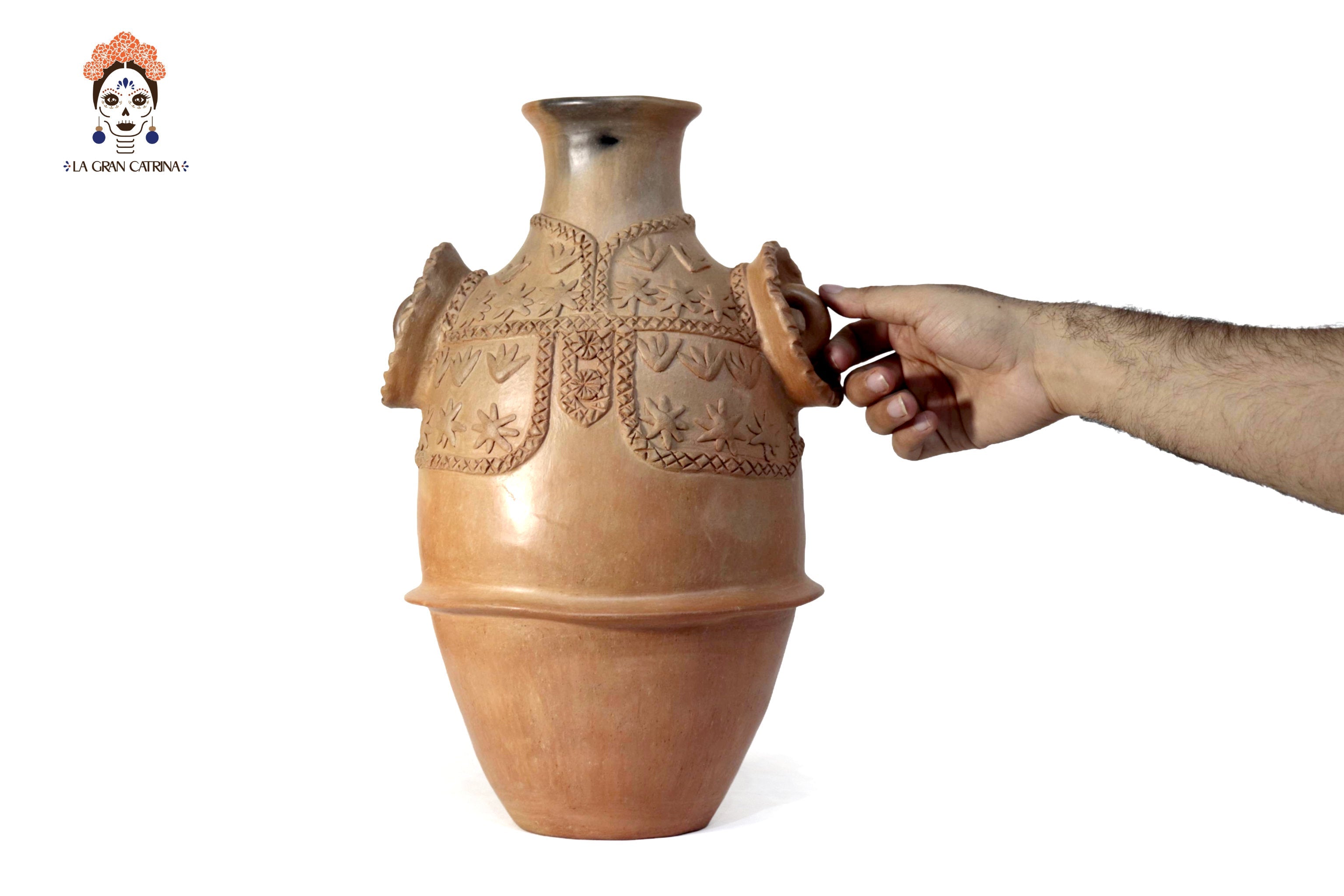 Vessel Mixe Tlahui Huipil of Natural Clay - 14.9 in. - in. Production Silvia Mixe