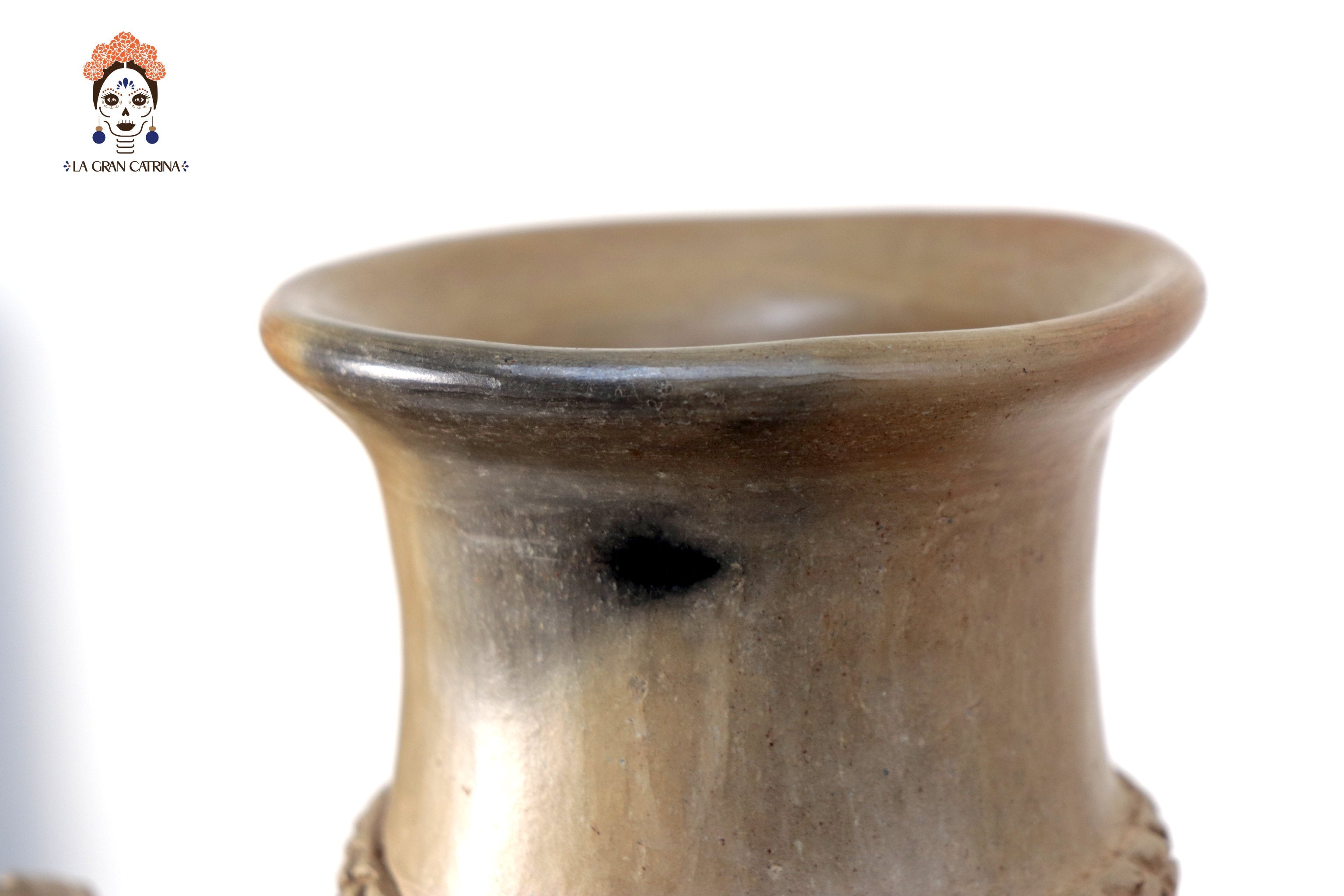 Vessel Mixe Tlahui Huipil of Natural Clay - 14.9 in. - in. Production Silvia Mixe