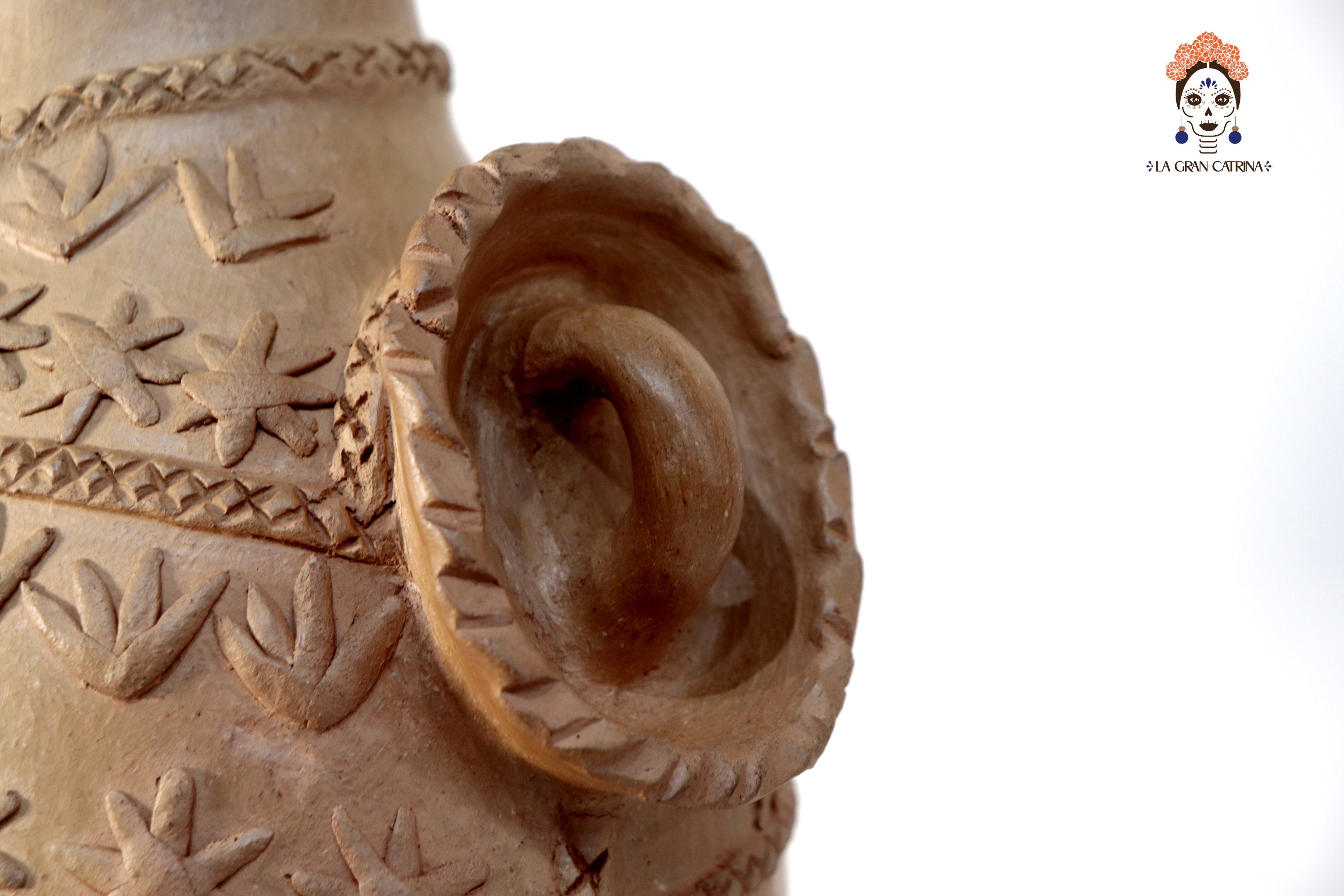 Vessel Mixe Tlahui Huipil of Natural Clay - 14.9 in. - in. Production Silvia Mixe