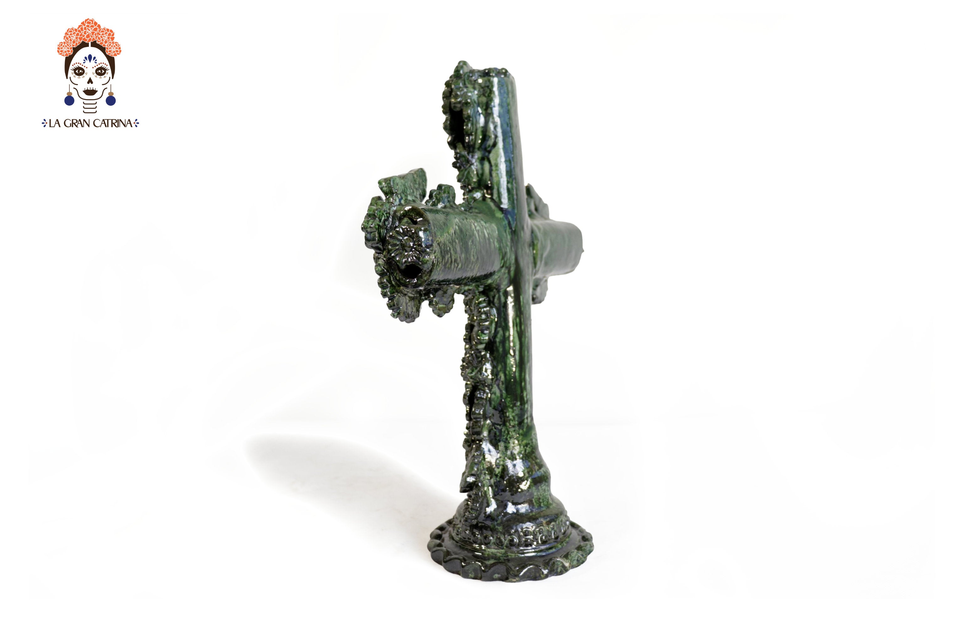 Cross green - Glazed Clay - 10 in. Tereri