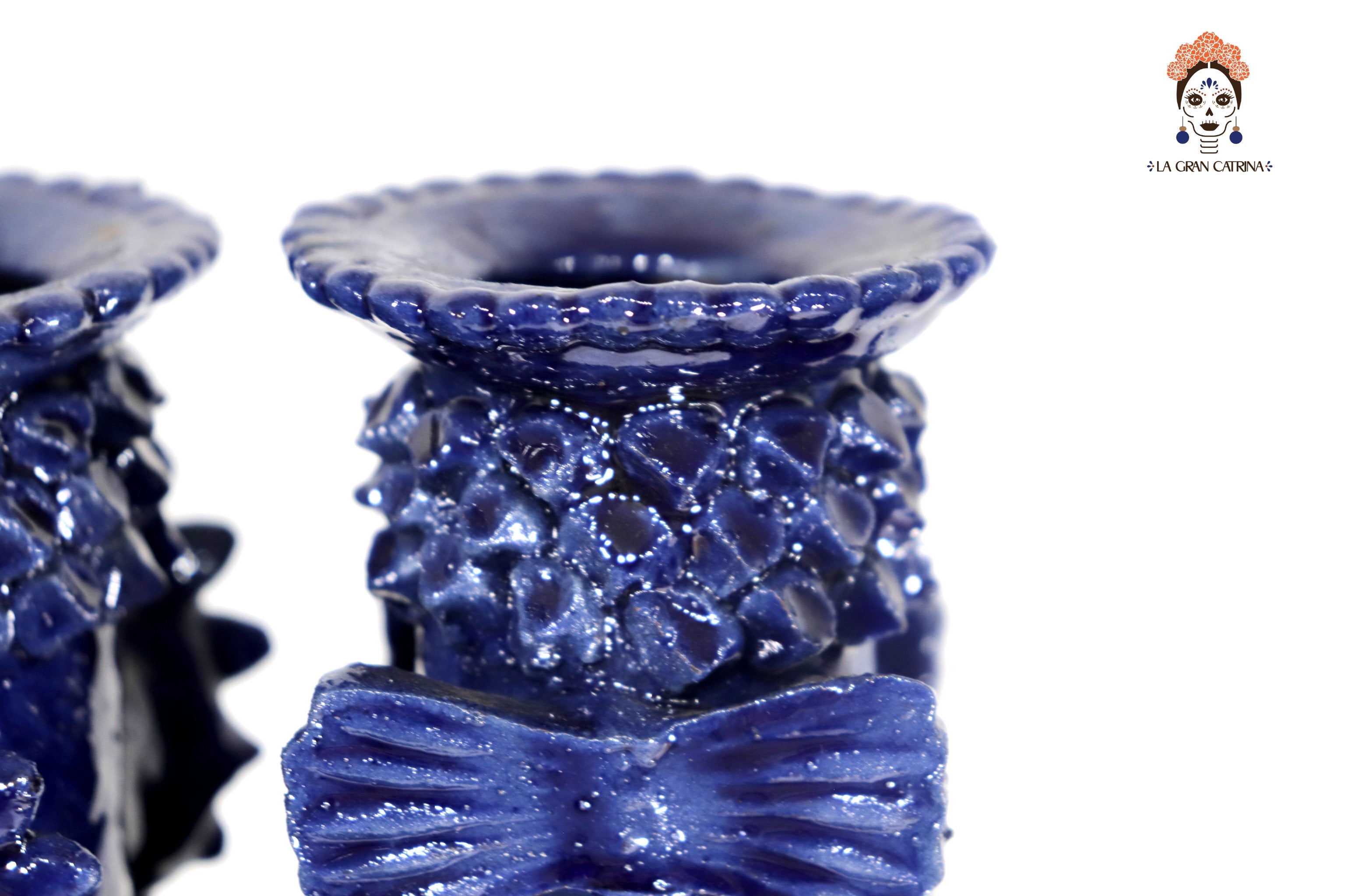 Candleholder Blue 5-Candle - Glazed Clay - 20 in. Juan Gtz
