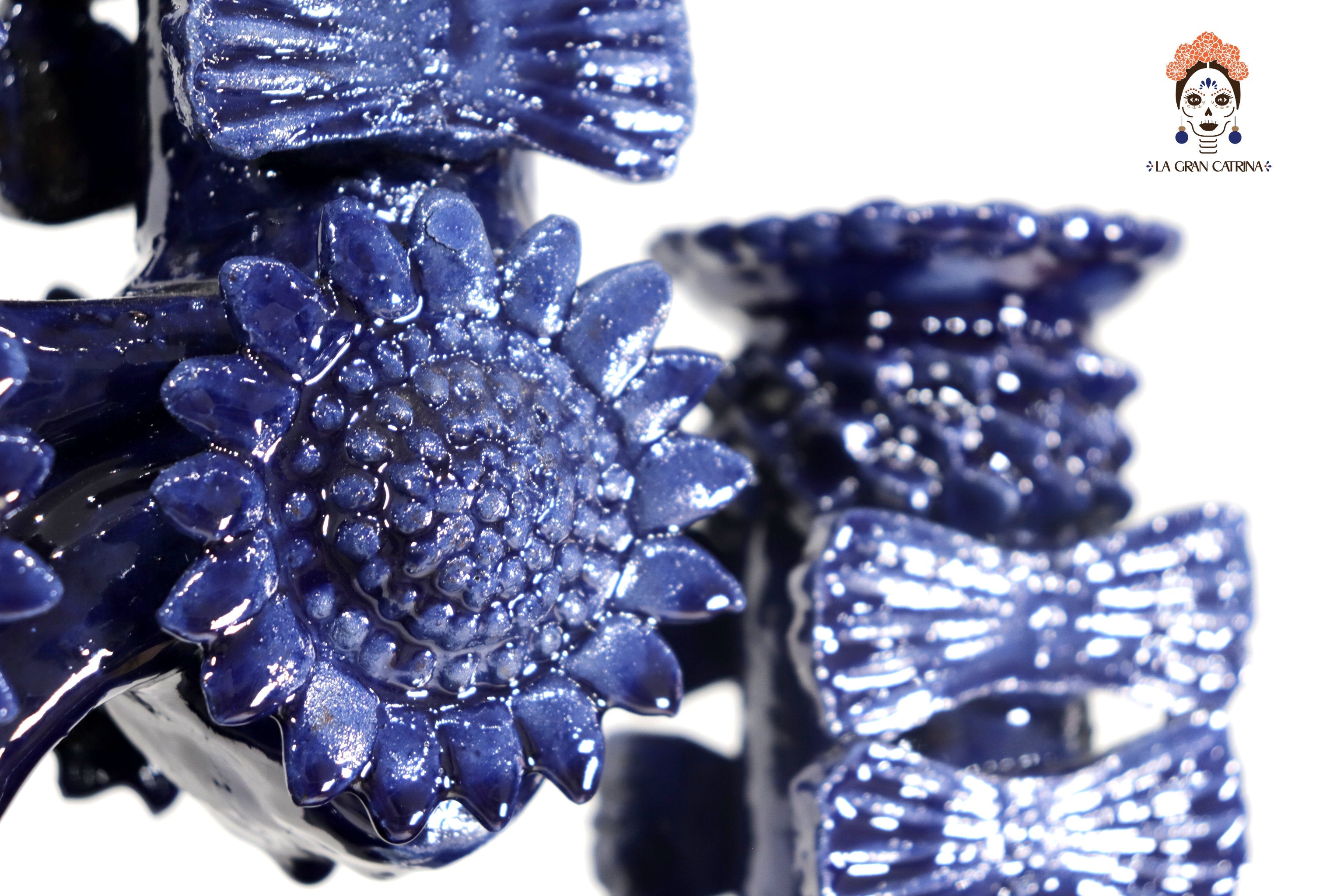 Candleholder Blue 5-Candle - Glazed Clay - 20 in. Juan Gtz