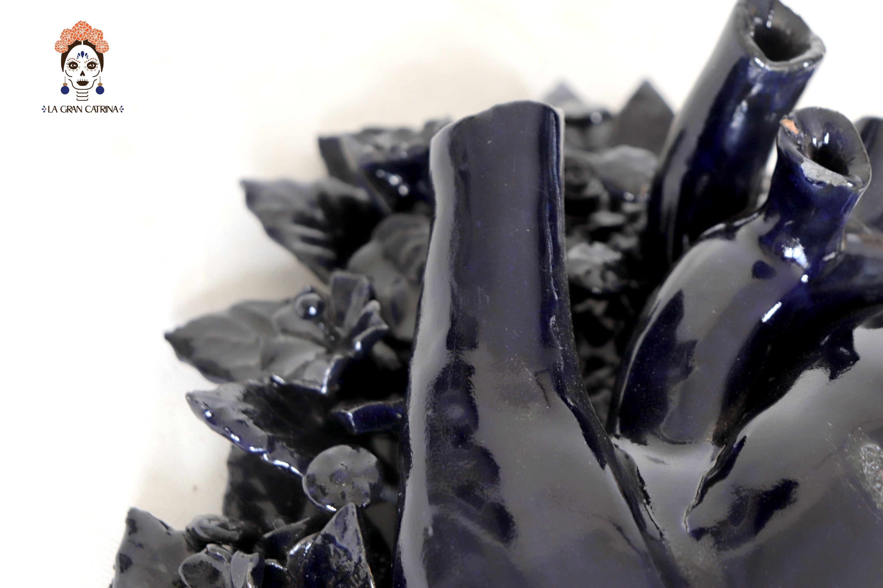 Blue Wall Heart - Glazed Clay - 15.1 in. Tiru