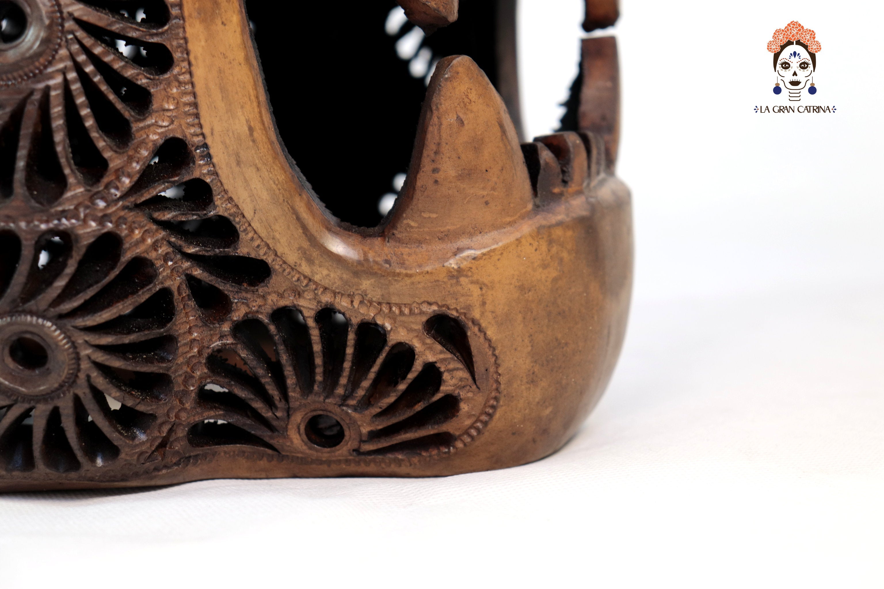 Black Clay Brown Jaguar Head - 8.7 in. Tere Oax