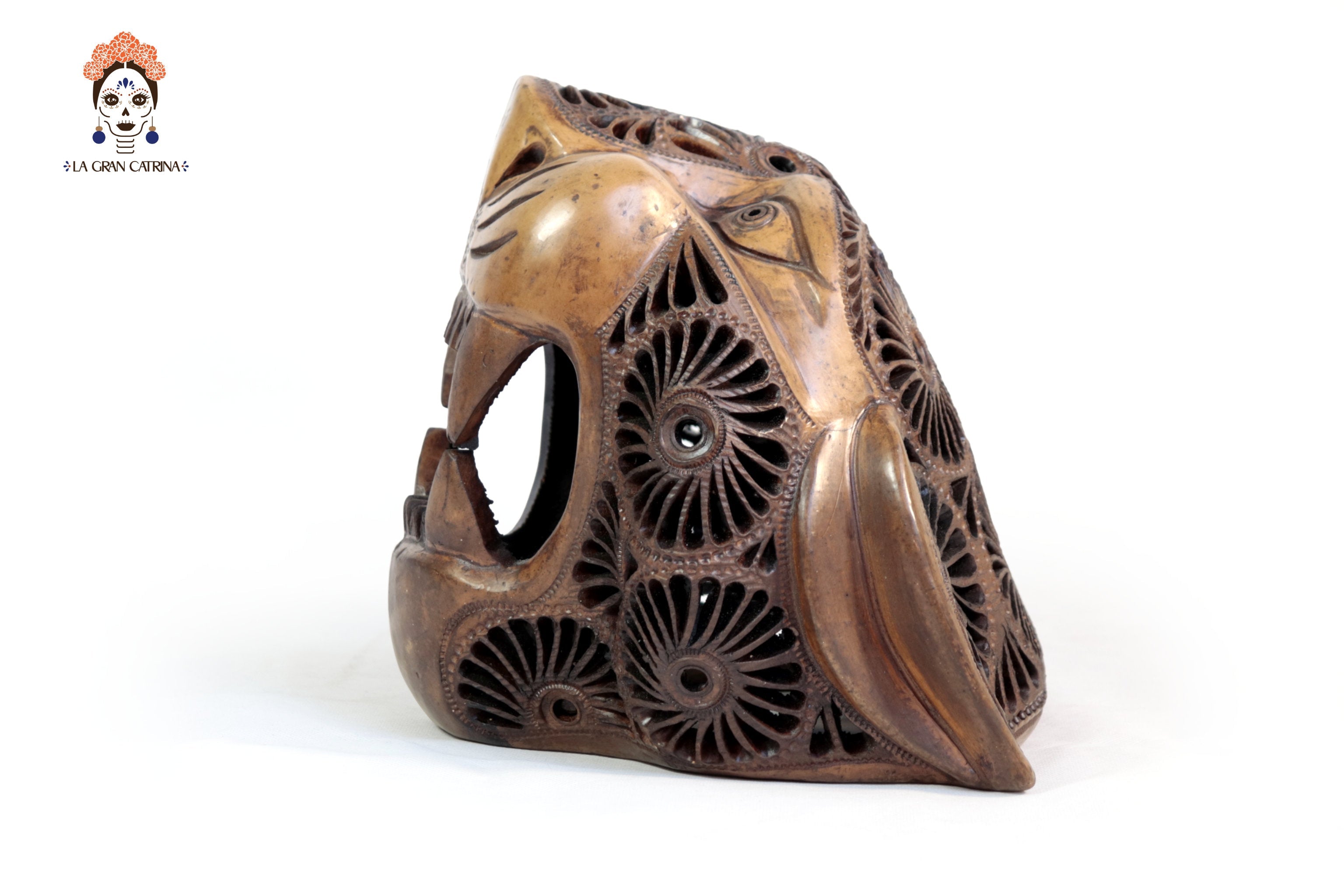 Black Clay Brown Jaguar Head - 8.7 in. Tere Oax