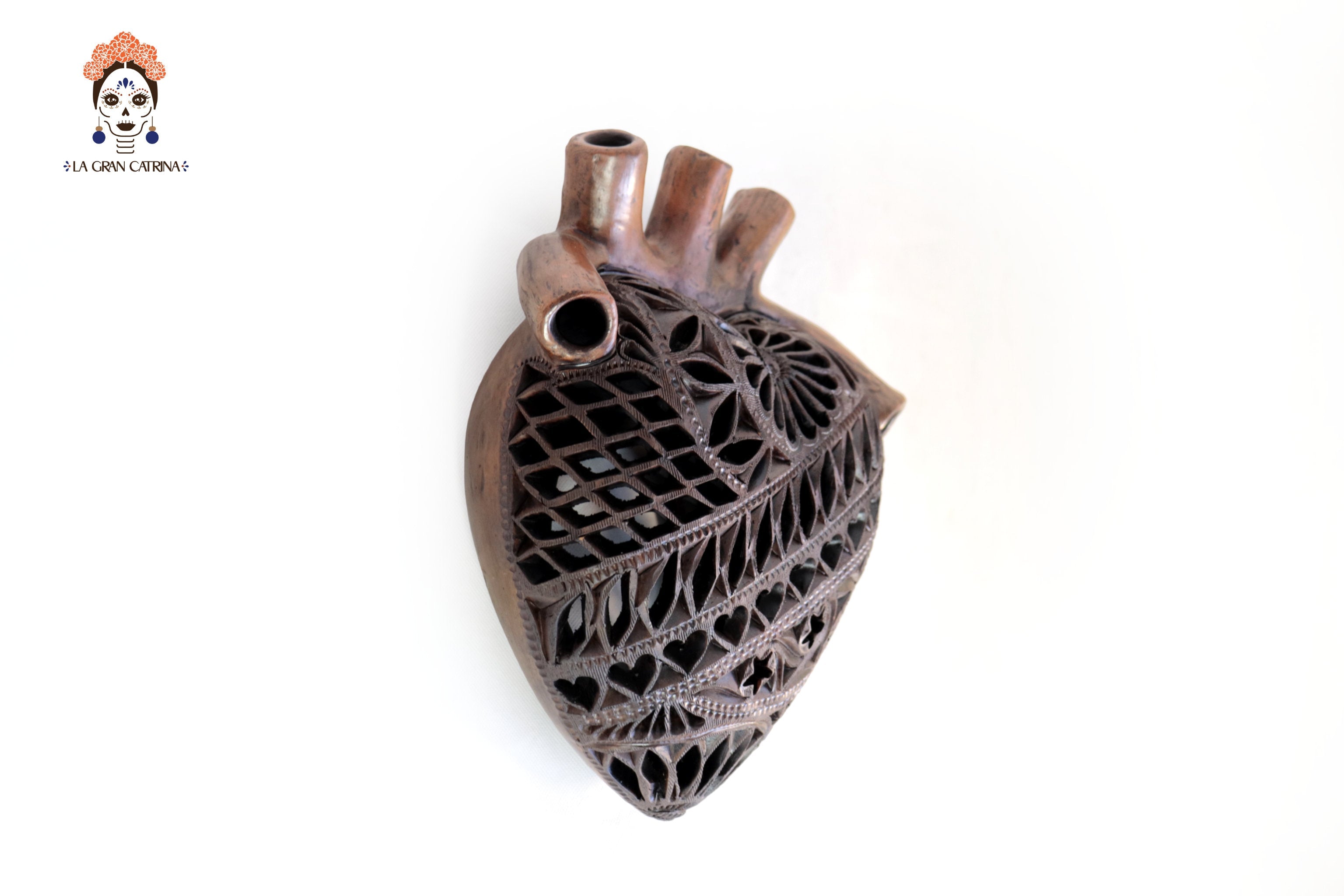 Heart Arteria Brown en Black Clay 11 in. Tere Oax