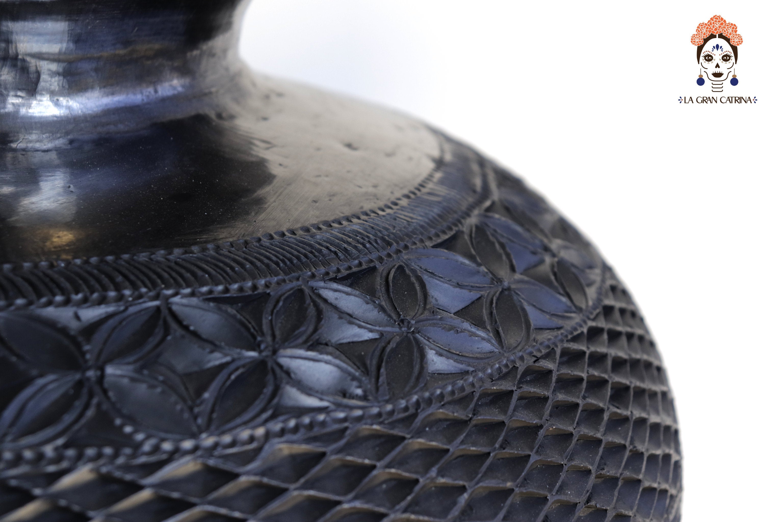 Large Handcrafted Black Clay Tibor Jar 19.6 in. Tere Oax